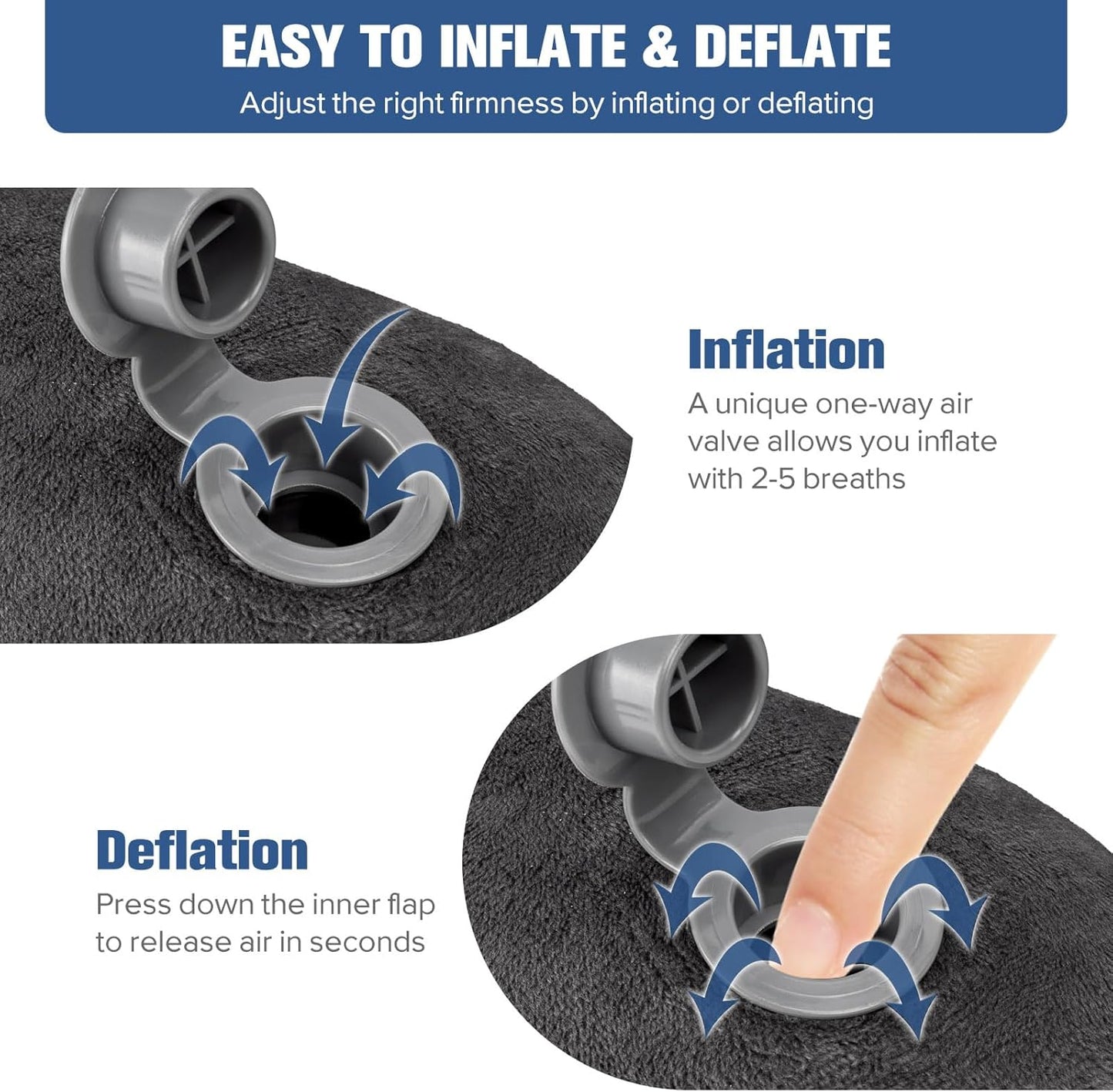 Rewondah Inflatable Travel Pillow for Sleeping Airplane - Inflatable Neck Pillow for Traveling on Plane with Washable Cover, Blow up Neck Travel Pillow for Airplanes, Cars - Portable and Comfortable