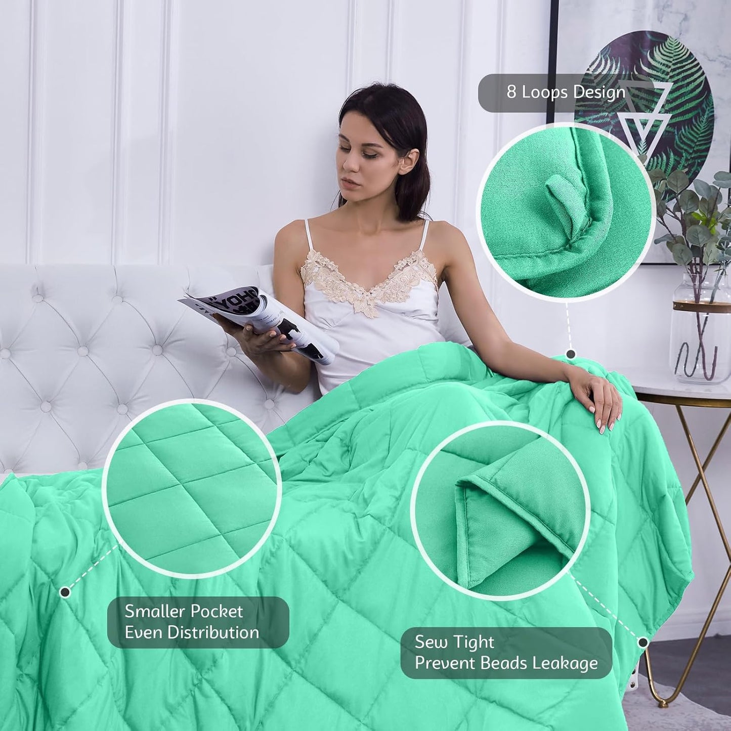 L'AGRATY Weighted Blanket - 48"x72" 20lbs Cooling Breathable Heavy Blanket with Glass Beads for Adult All-Season