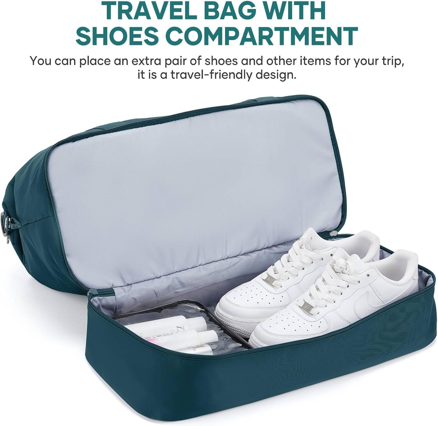 Travel Duffel Bag, Sports Tote Gym Bag, Shoulder Weekender Overnight Bag for Women