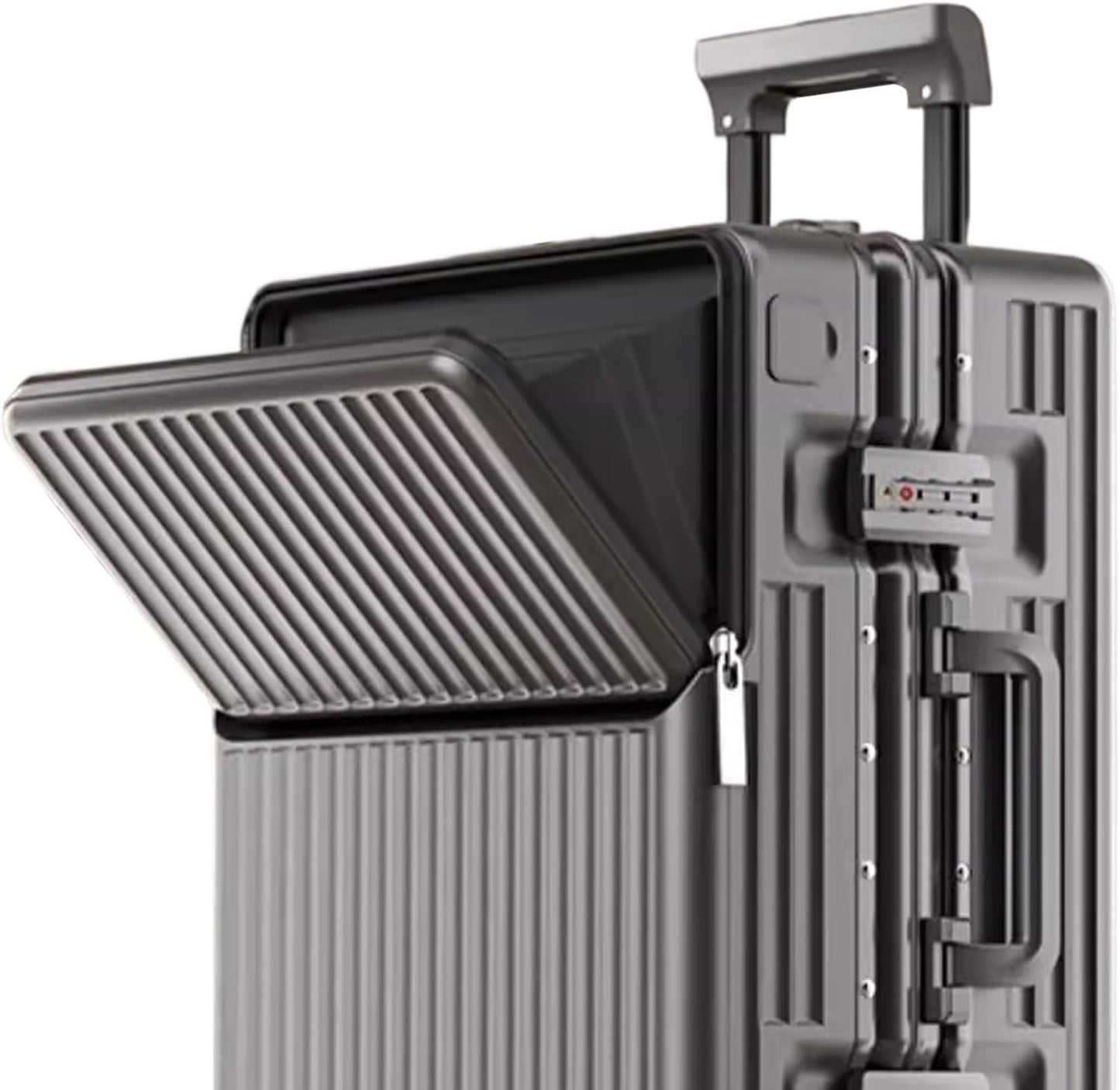 2-Piece Hardshell Zipperless Luggage Set, 20/26" Aluminum Frame Hardshell Spinner Luggage, Airline Approved Carry-On Luggage, TSA Lock, 360° Quiet Wheels With Cup Holder (grey)