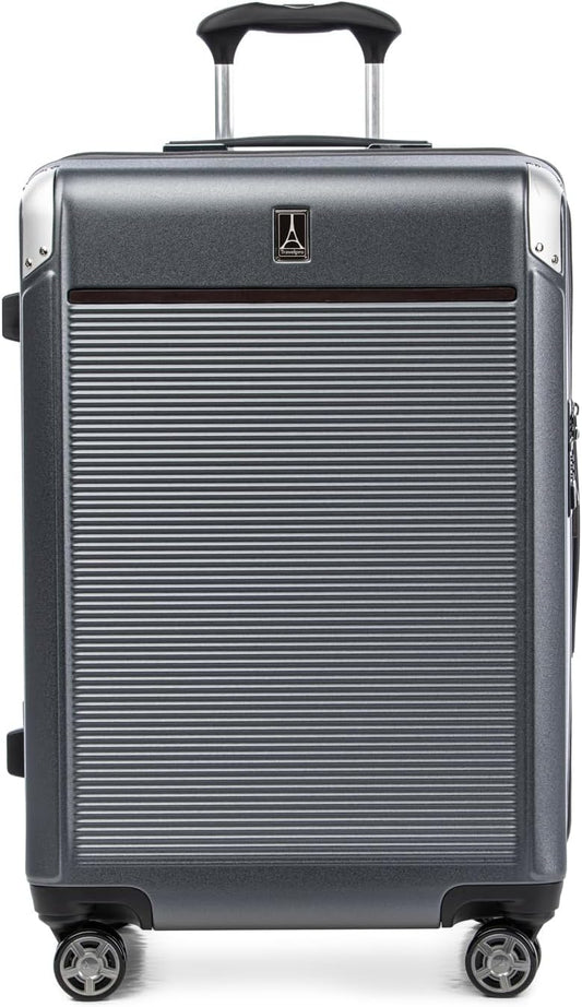 Travelpro Platinum Elite Hardside Expandable Checked Luggage, 8 Wheel Spinner, TSA Lock, Hard Shell Polycarbonate Suitcase, Vintage Grey, Checked Medium 25-Inch