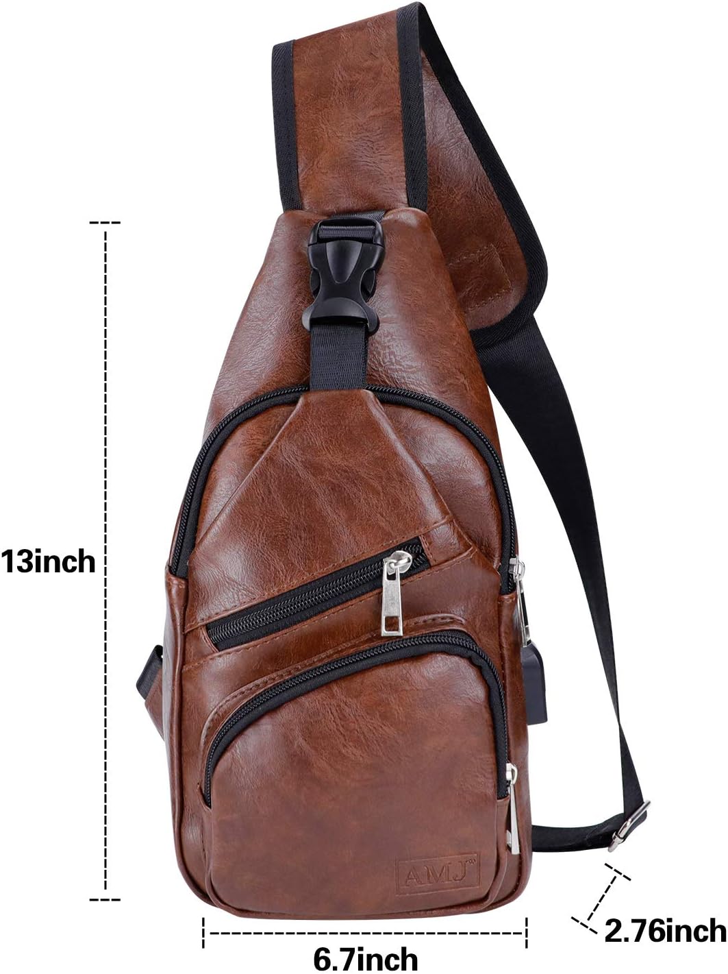 AMJ Crossbody Sling Bag Men Women, Casual Shoulder Backpack, Chest Daypack Satchel for Hiking Travel