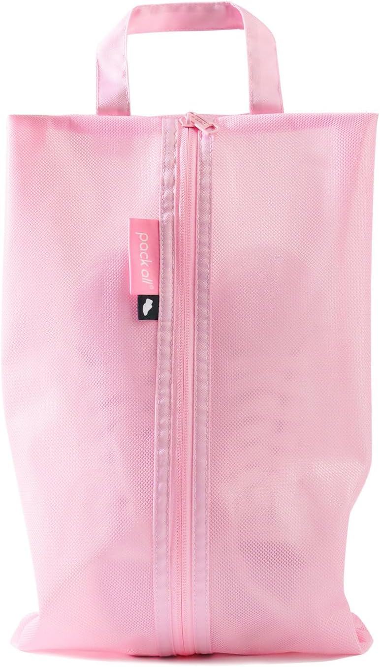 pack all Shoe Bag for Travel, Water-Resistant Shoe Pouch for Gym, Odor-Resistant Soccer Cleats Bag for Sport (Pink, 1-Pack)