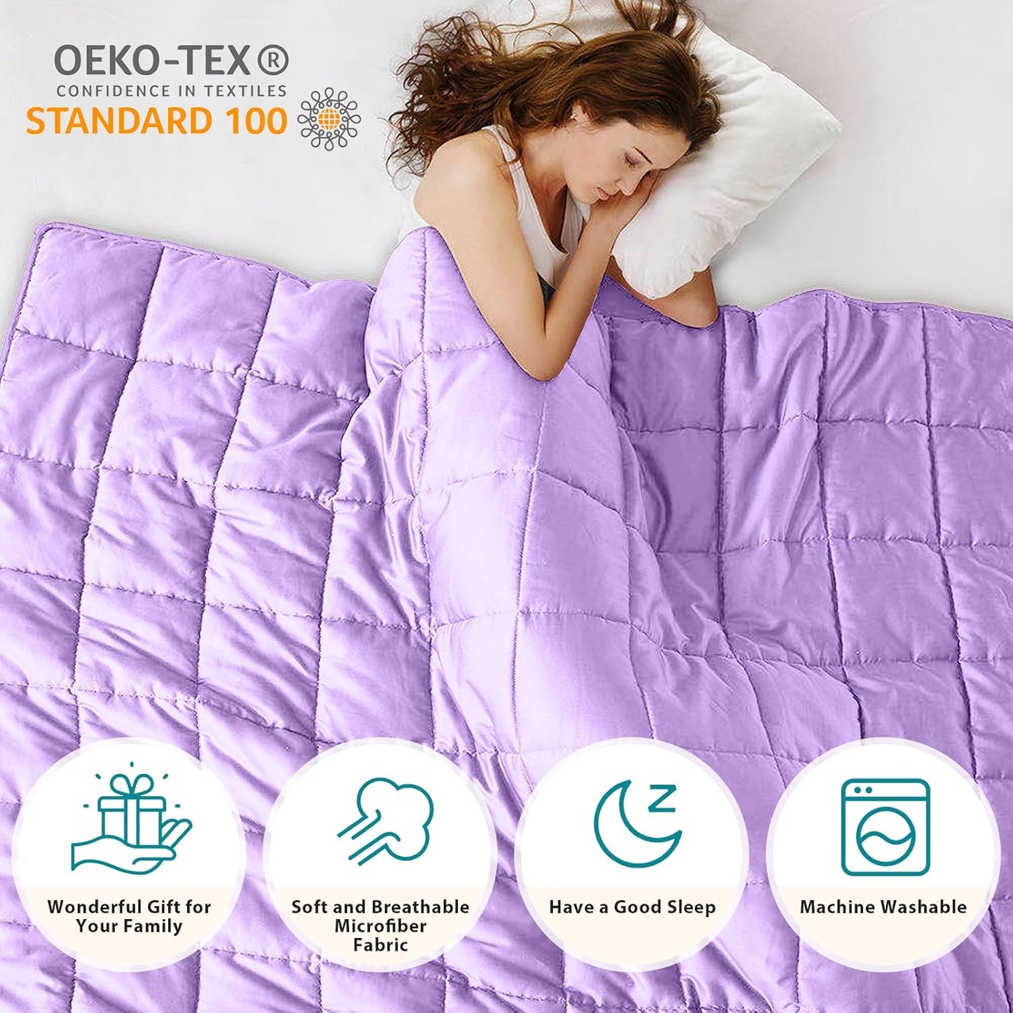 L'AGRATY Weighted Blanket - 48"x72" 20lbs Cooling Breathable Heavy Blanket with Glass Beads for Adult All-Season