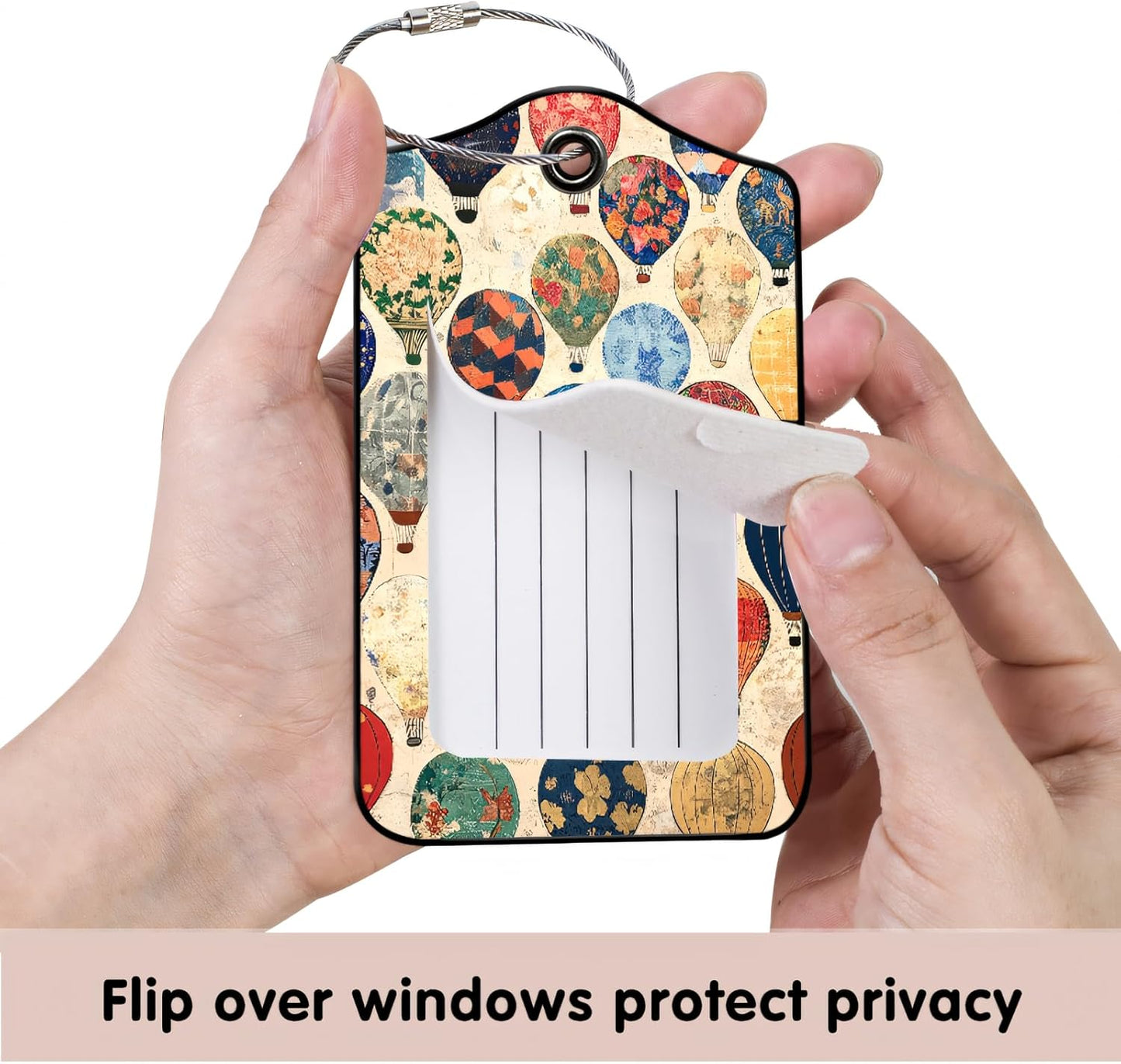 Luggage Tags for Suitcases, 2-Pack PU Leather for Cruise & Travel, Baggage ID Tags with Privacy Cover & Address Card, Durable Metal Ring, Kids Adults Travel Accessories, Tapestry Balloons