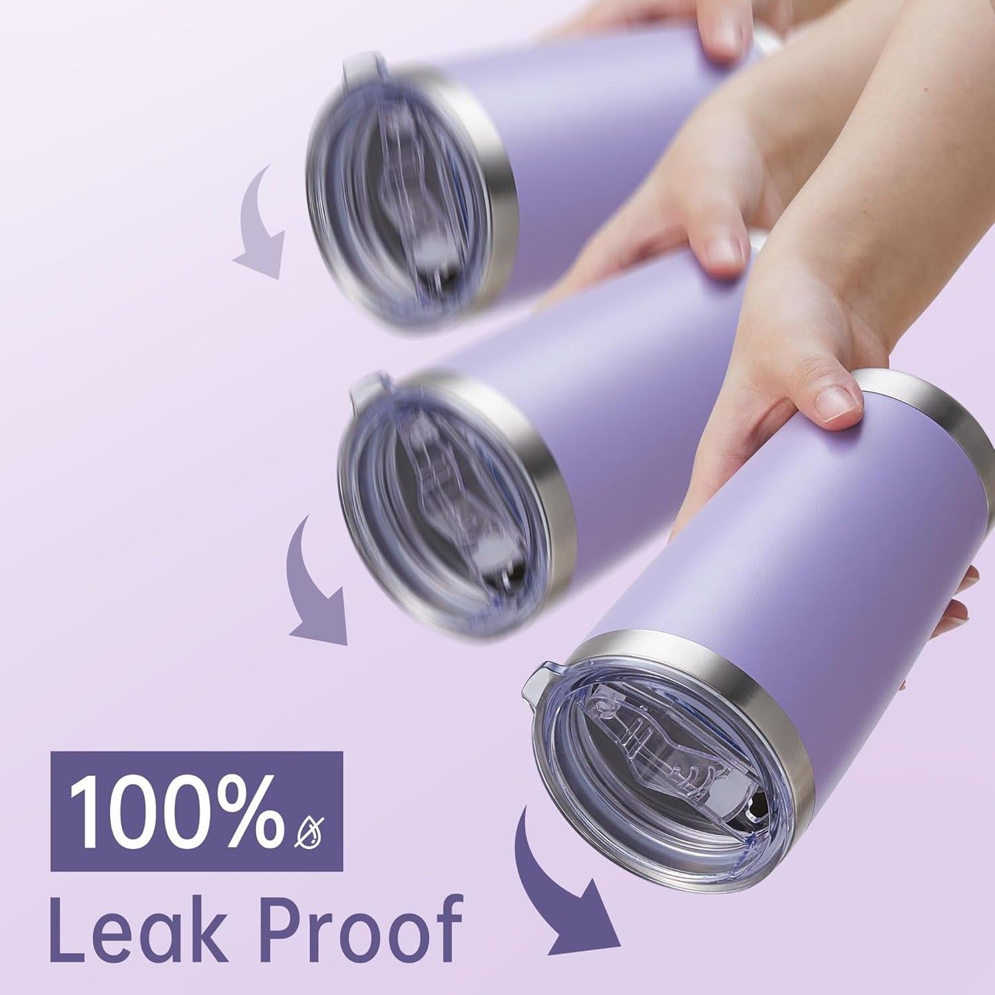 20 oz Tumbler Stainless Steel Tumblers with Lid Double Wall Vacuum Insulated Coffee Mug 20oz Powder Coated Cup for Hot and Cold Drinks, Purple, 1 pack