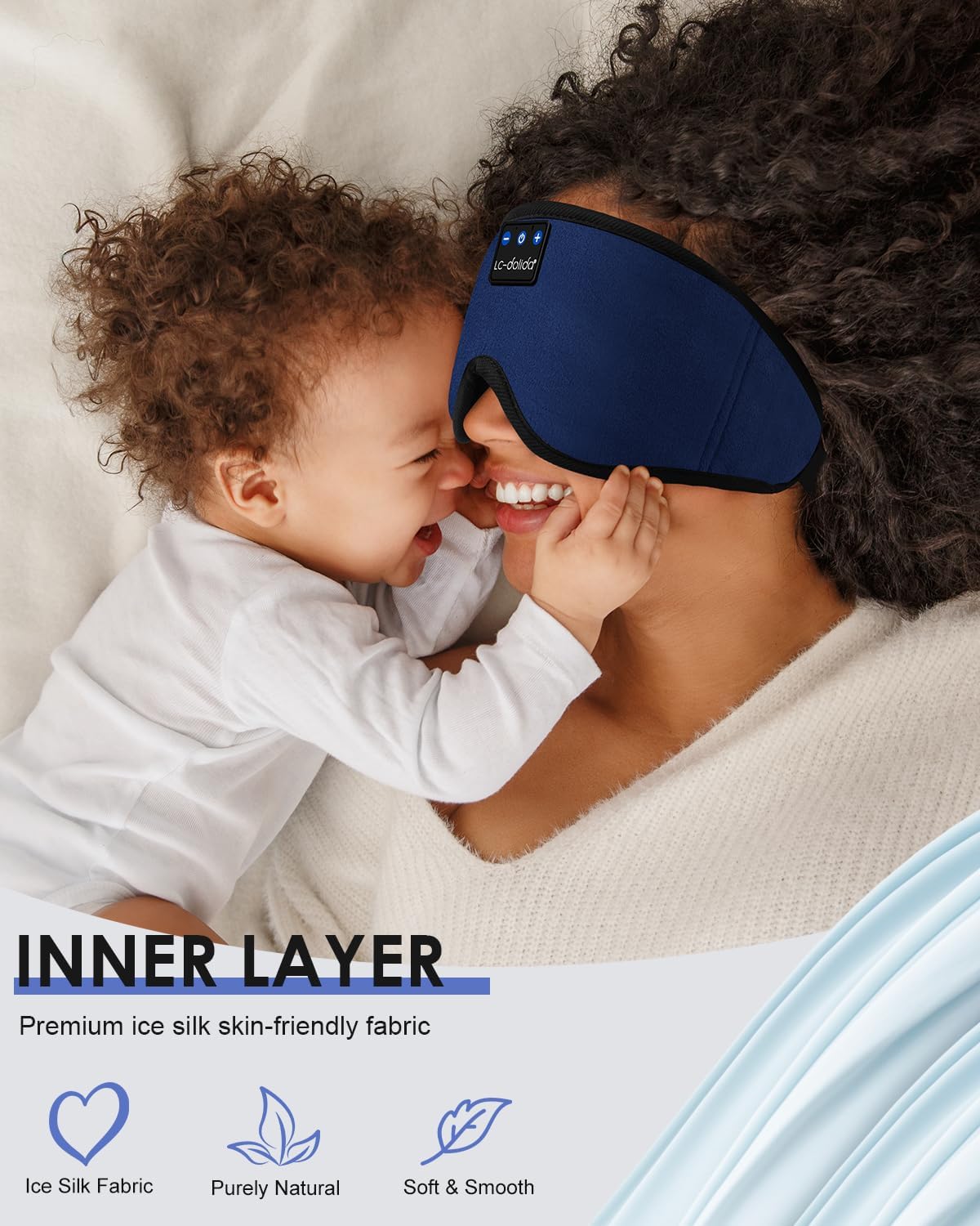 LC-dolida Sleep Headphones, Sleep Mask Bluetooth Wireless Music Eye Mask, Sleeping Headphones for Side Sleepers Sleep Mask with Bluetooth Headphones Ultra-Thin Stereo Speakers Perfect for Sleeping