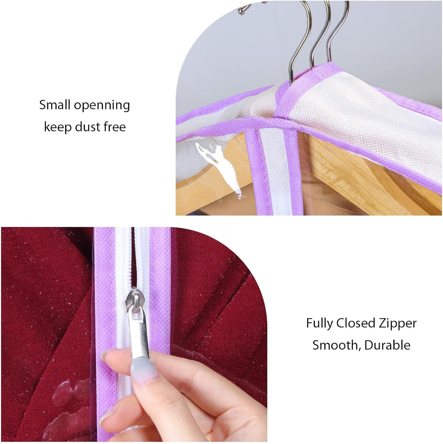 Zilink Breathable Dress Bags for Gowns 72" Clear Wedding Dress Garment Bag Dress Bags for Hanging Clothes with 4" Gussted for Long Evening Dresses, Fur Coat, Long garment Bags for Gowns, Set of 2