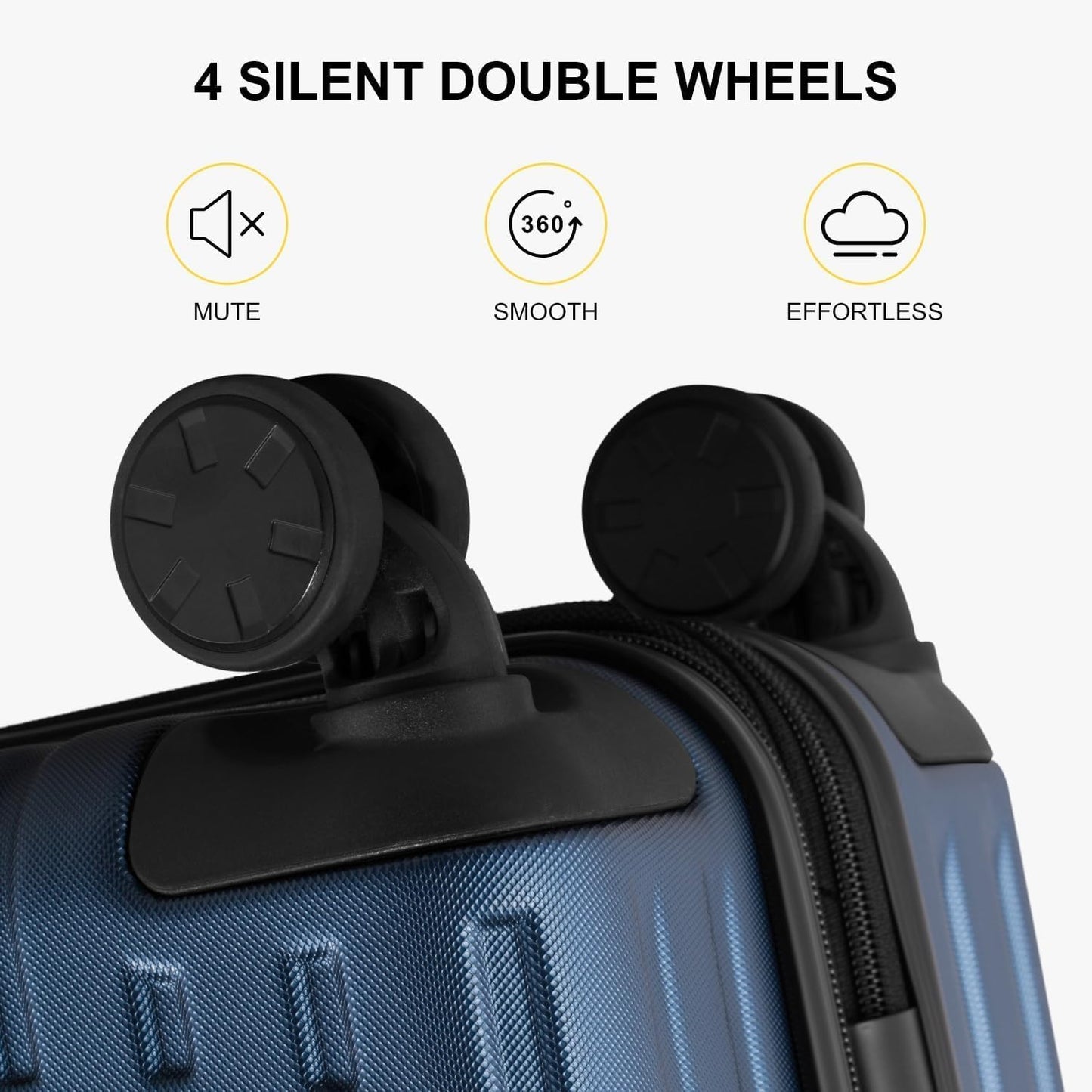 LEVEL8 Grace Carry on Luggage 22x14x9 Airline Approved, 20 Inch Hard Shell Suitcases with Spinner Wheels, Abs+Pc Hard Case Luggages with Tsa Lock for Airplane, Blue