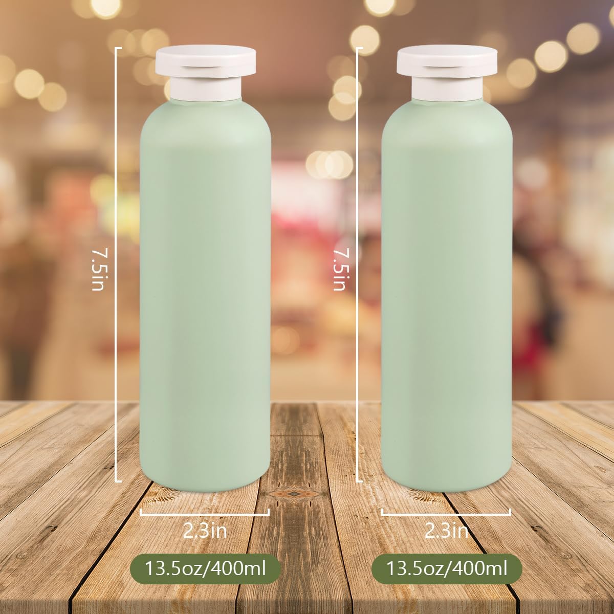 13.5oz Squeeze Bottles with Flip Cap, Refillable Plastic Travel Bottles for Creams, Lotion, Shampoo, Conditioner (2 Pcs)