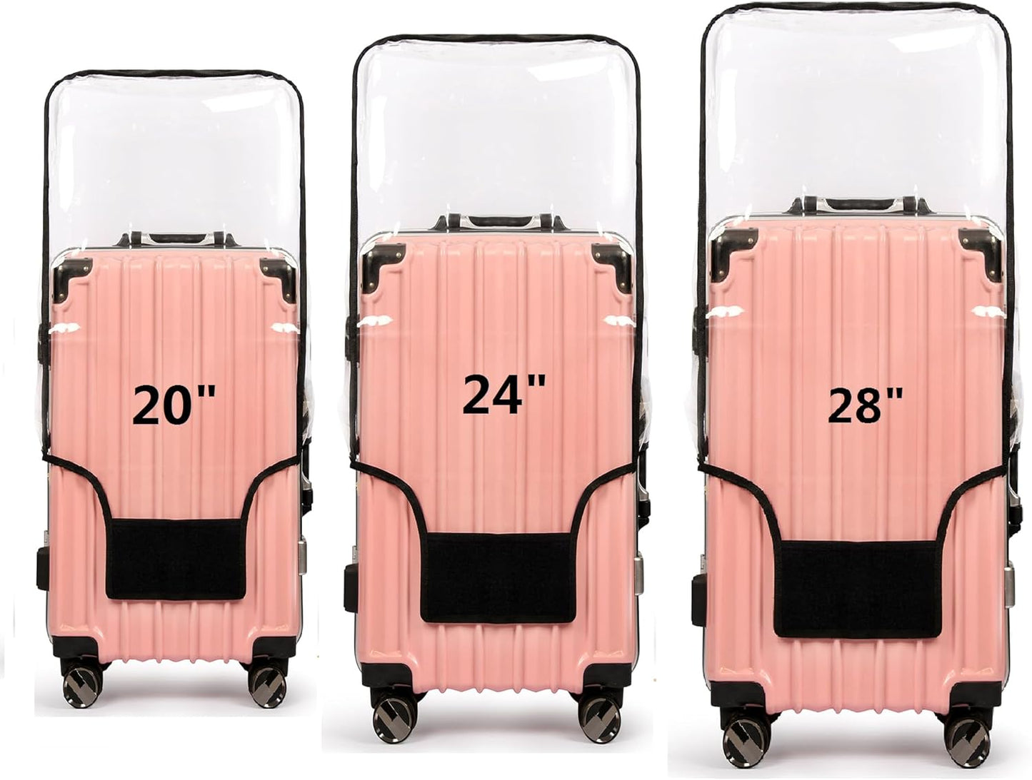 3PCS Clear PVC Suitcase Cover Protectors Transparent Luggage Covers Waterproof Wheeled Suitcase Dust Cover Dustproof Travel Luggage Sleeve Protector 20"+24" 28" (3PCS Upgraded)