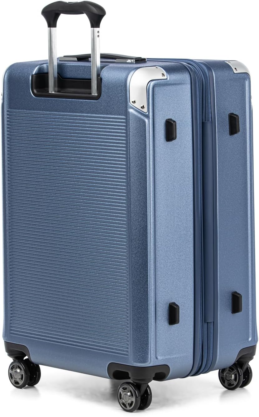 Travelpro Platinum Elite Hardside Expandable Checked Luggage, 8 Wheel Spinner, TSA Lock, Hard Shell Polycarbonate Suitcase, Dark Sky Blue, Checked Medium 25-Inch