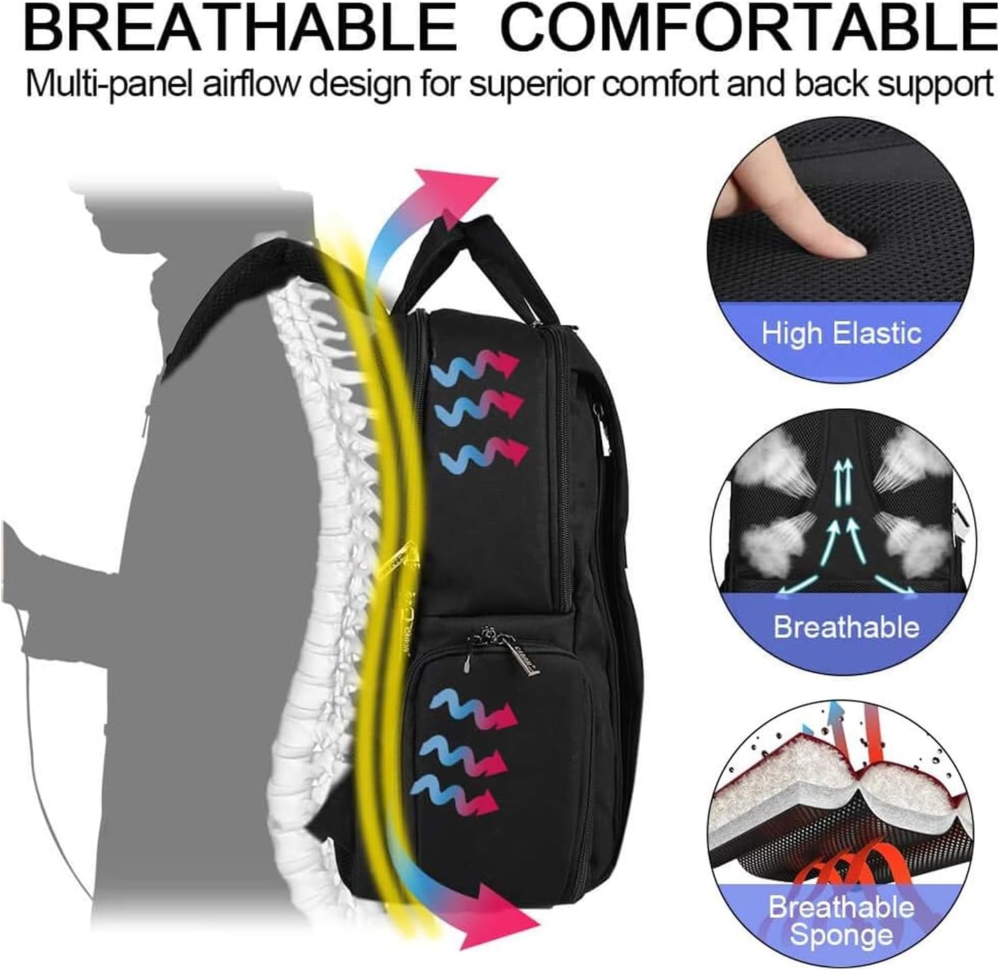 CADeN DSLR Camera Backpack Bag Waterproof Anti Theft with 15.6 inch Laptop Compartment, USB Charging Port, Tripod Holder, Rain Cover, Inner Case, Compatible for Sony Canon Nikon Olympus Black