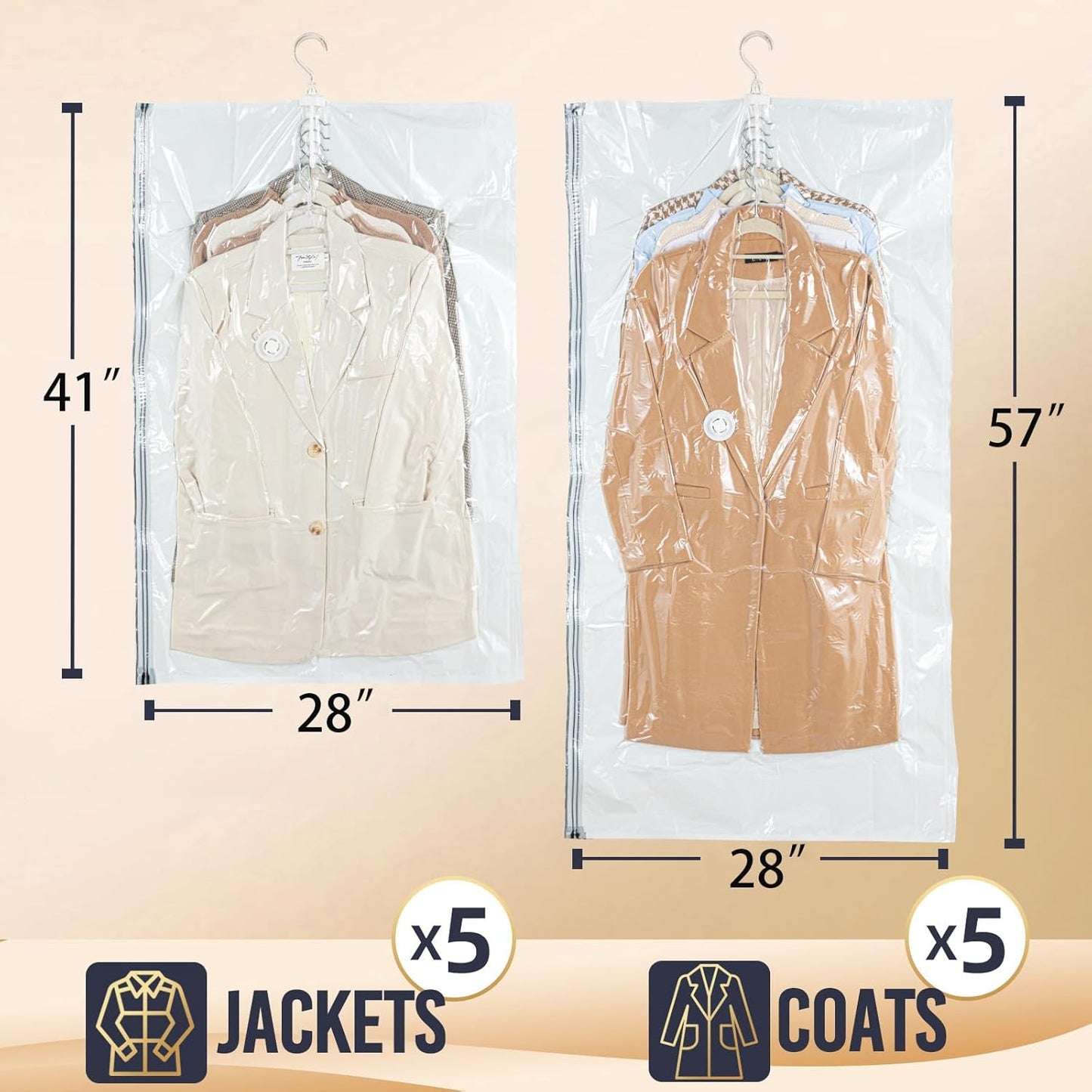 Hanging Vacuum Storage Bags with Electric Pump – 4-Pack Hanging Vacuum Seal Bags for Clothing, Space-Saving Compression Bags for Suits, Jackets, Travel Wear, Winter Coats & Outerwear