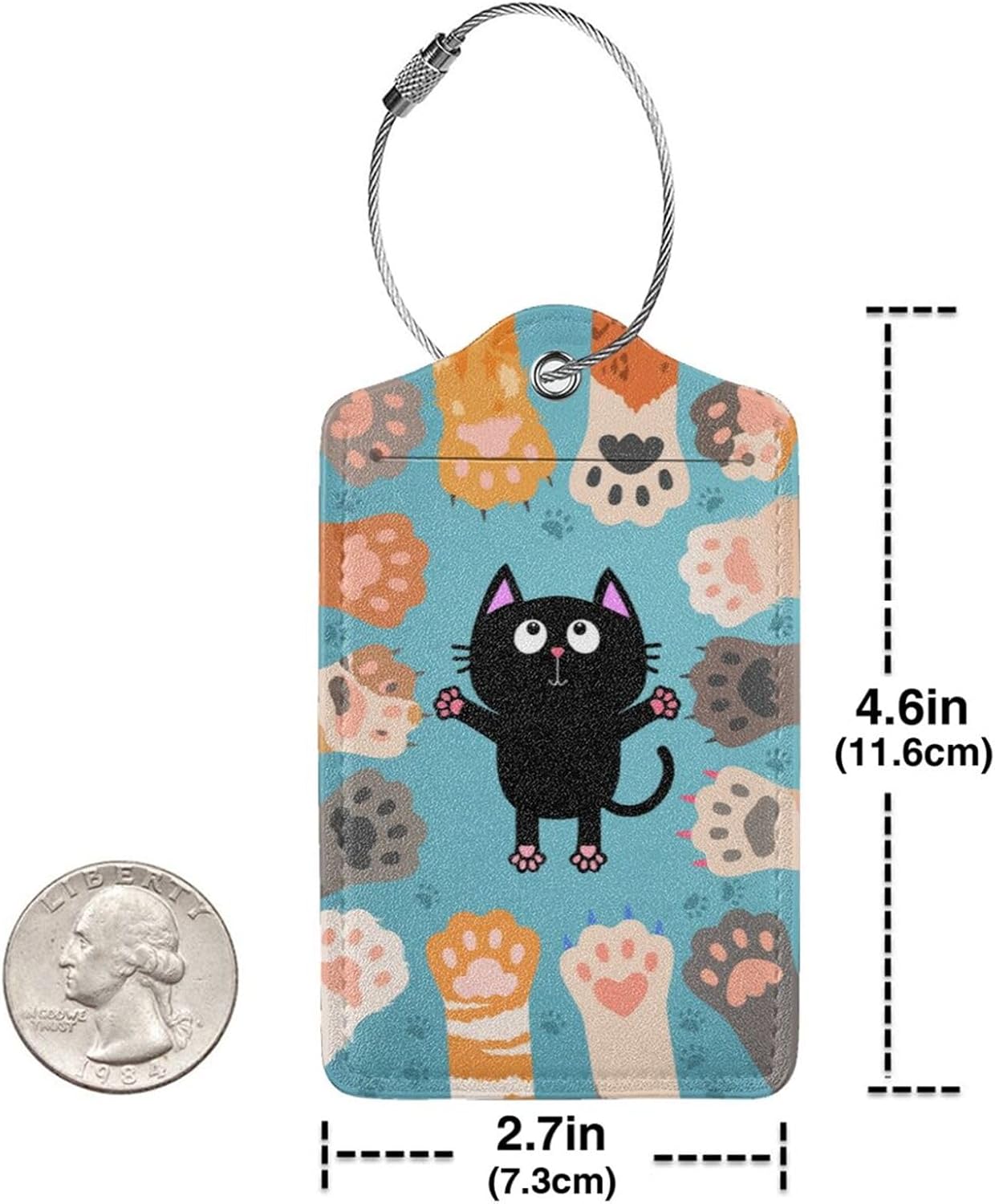 2 Pack Luggage Tags for suitcases Cute Cat Luggage Tag, Leather Stainless Steel Loop Label Tag for Men Women Travel Bag Suitcase(cat Claws)