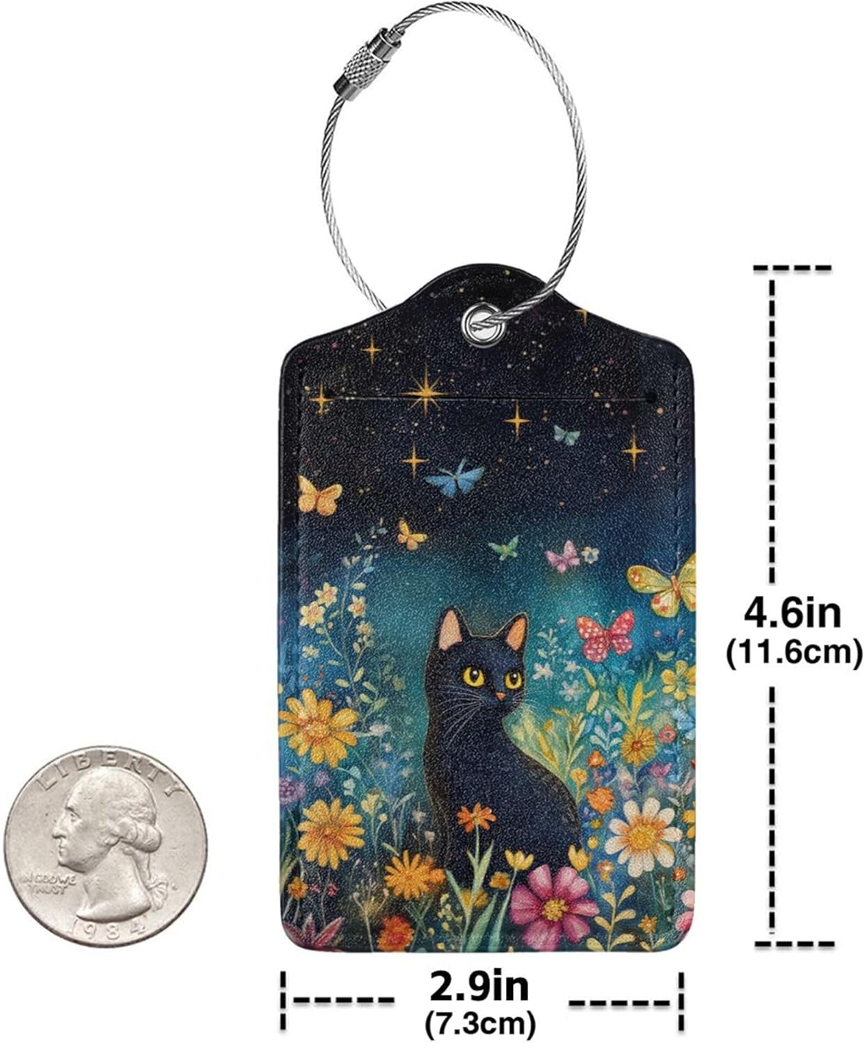 2 Pack Luggage Tag for Suitcase, Cute Unique Leather Suitcase Tags Identifiers with Privacy Name Address Labels & Durable Steel Loop for Women Men Travel