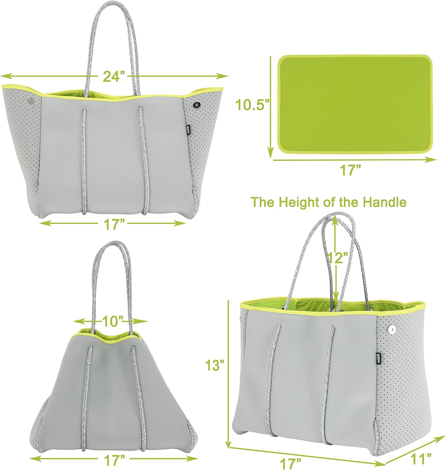 QOGiR Neoprene Multipurpose Beach Bag Tote with Inner Zipper Pocket … … … …