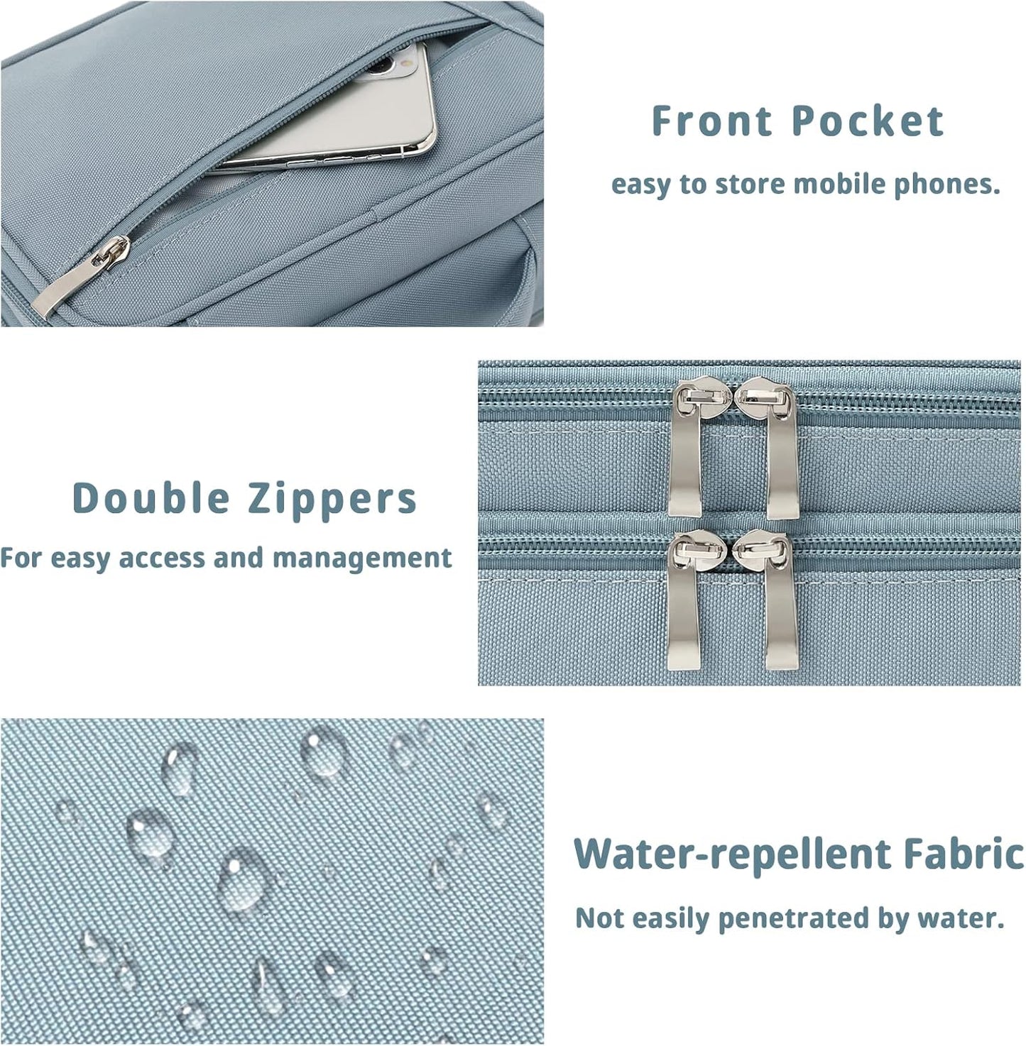 mygreen Electronics Travel Organizer, Watreproof Electronic Accessories Case Portable Double Layer Cable Storage Bag for Cord, Charger, Flash Drive, Phone, Ipad Mini, SD Card, Gifts for Him Blue