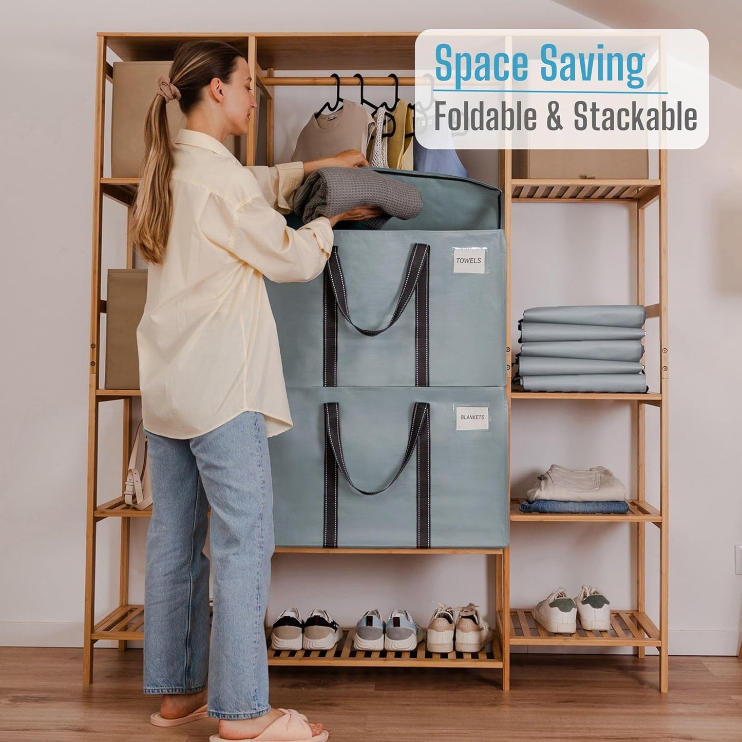 VENO 10 Pack Moving Bags, Heavy Duty, Moving Boxes Alternative, Packing Storage Supplies for Dorm Room Essentials with Zipper for Clothes, Extra Large Totes for Packaging (Light Blue Matte, 10 Pack)