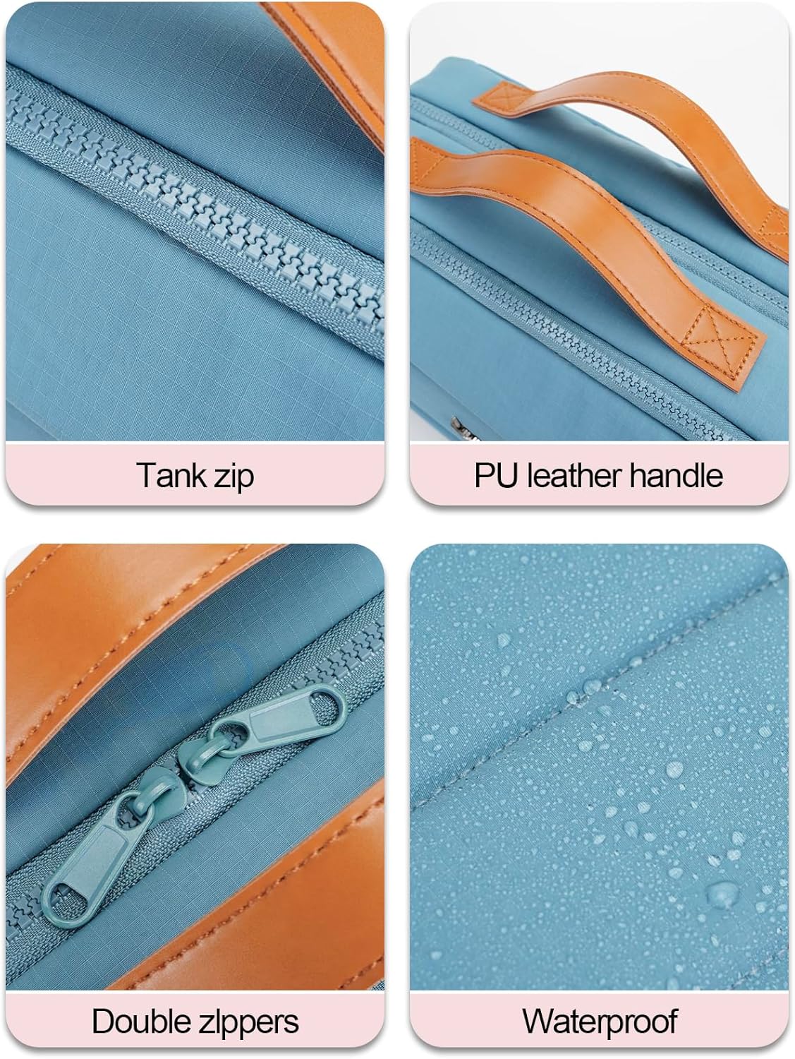 Women's Hanging Toiletry Bag, Waterproof Travel Cosmetic Organizer with Jewelry Storage, Large Capacity Makeup Case for Full-Size Skincare & Bathroom Essentials, Portable Cosmetic kit, Blue