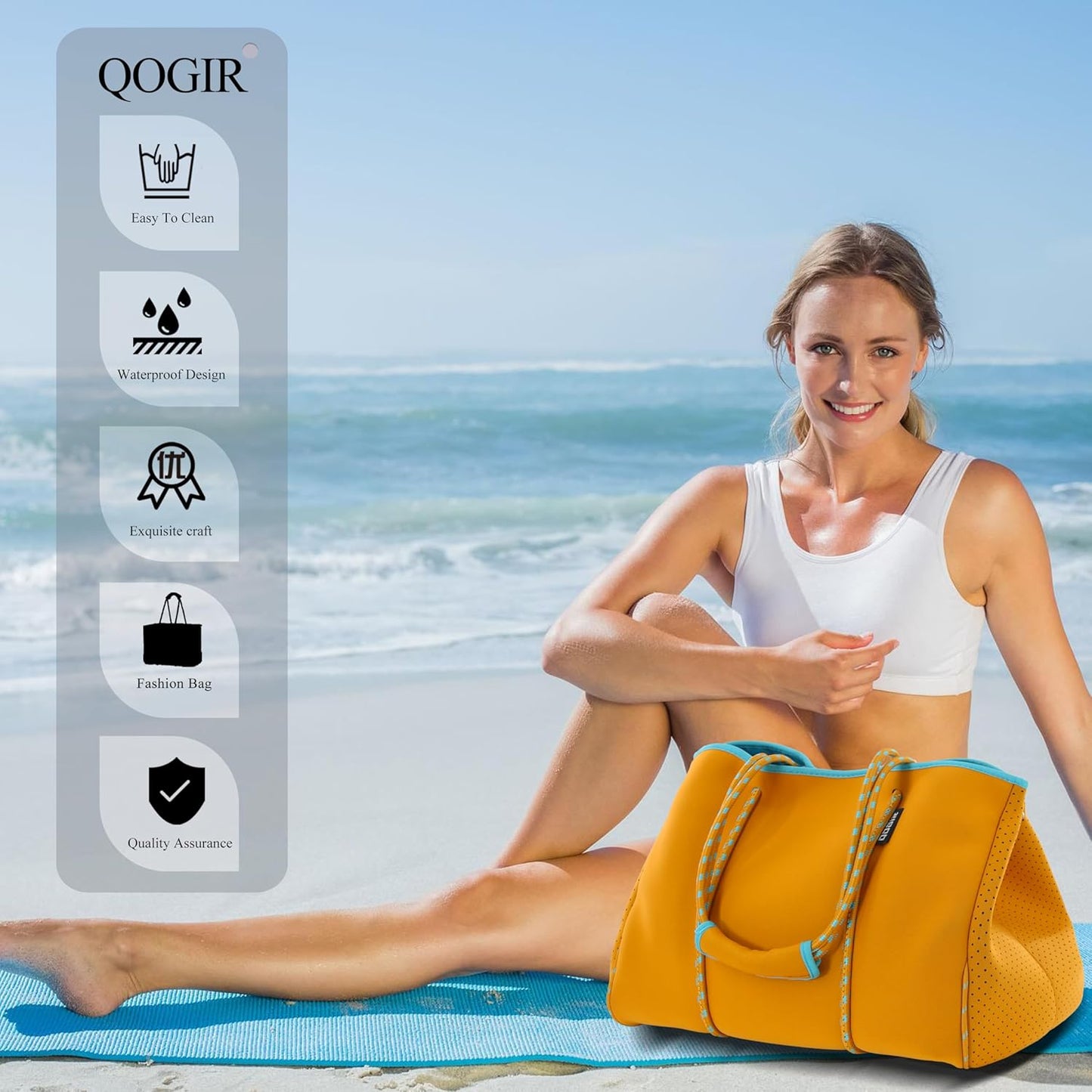 QOGiR Neoprene Multipurpose Beach Bag Tote with Inner Zipper Pocket … … … …