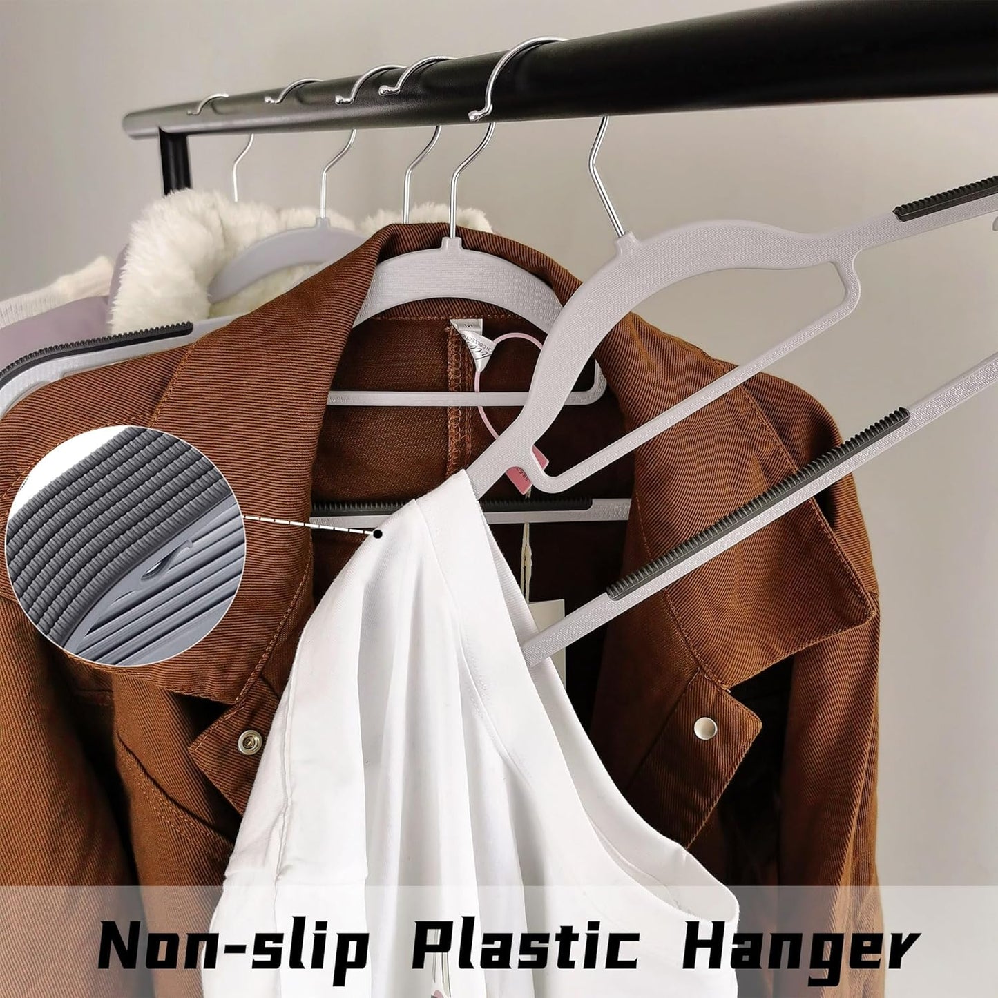 30 Pack Plastic Clothes Hangers Non Slip - 16.5 Inch Slim Space Saving Hangers for Closet, Heavy Duty Non-Slip Garment Hangers with 360° Swivel Hooks
