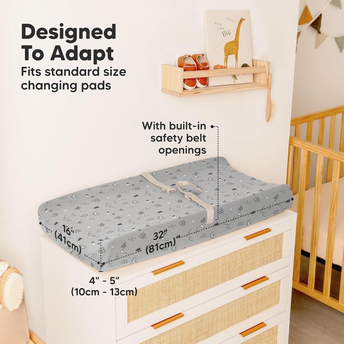 2-Pack Baby Changing Pad Covers for Girl, Boy, Neutral - Soft Viscose Derived from Bamboo Changing Table Pad Cover Sheets, Baby Nursery Diaper Changing Pad Cover, Contour Changing Pad Liner (Woodland)