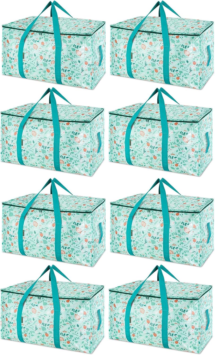 BALEINE 8-Pack Oversized Moving Bags with Reinforced Handles, Heavy-Duty Storage Tote for Clothes, Moving Supplies (Spring Stroll, 8-Pack)