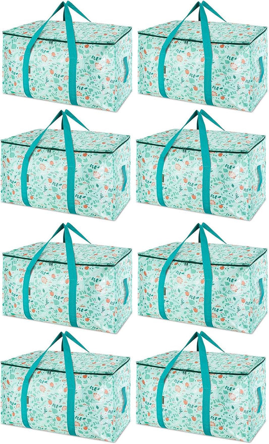 BALEINE 8-Pack Oversized Moving Bags with Reinforced Handles, Heavy-Duty Storage Tote for Clothes, Moving Supplies (Spring Stroll, 8-Pack)