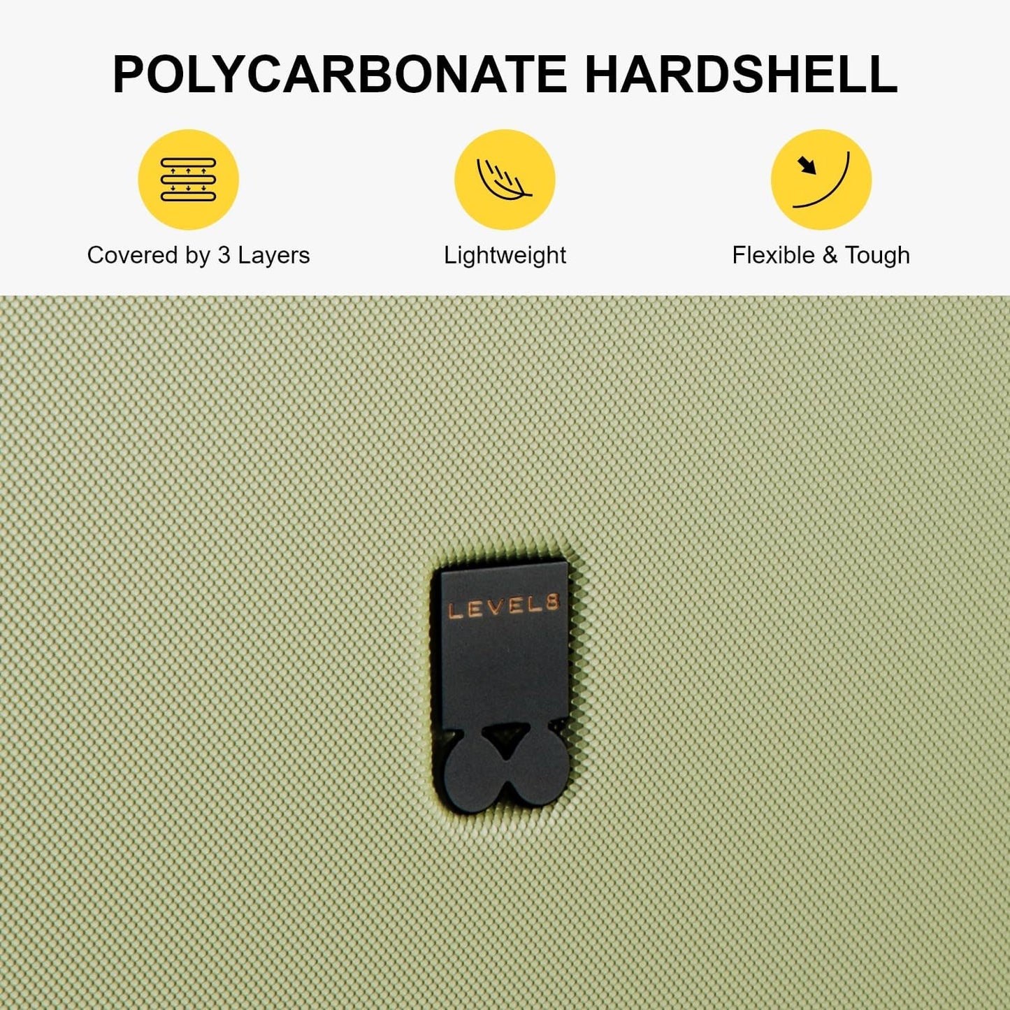 LEVEL8 Carry on Luggage Airline Approved, Small Carry on Suitcases with Wheels, Lightweight Hardside Textured Luggage for Travel, Tsa Approved, 20-Inch, Pickle Green