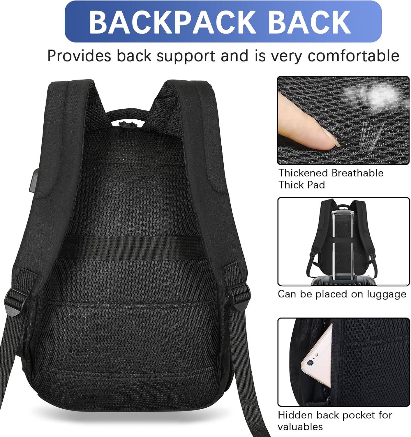 LARIPOP Travel Laptop Backpack,15.6 Inch Business Laptop backpack for Men Women with USB Charging Port,Water-Resistant Laptopack Weekender Daypack for Work College Computer