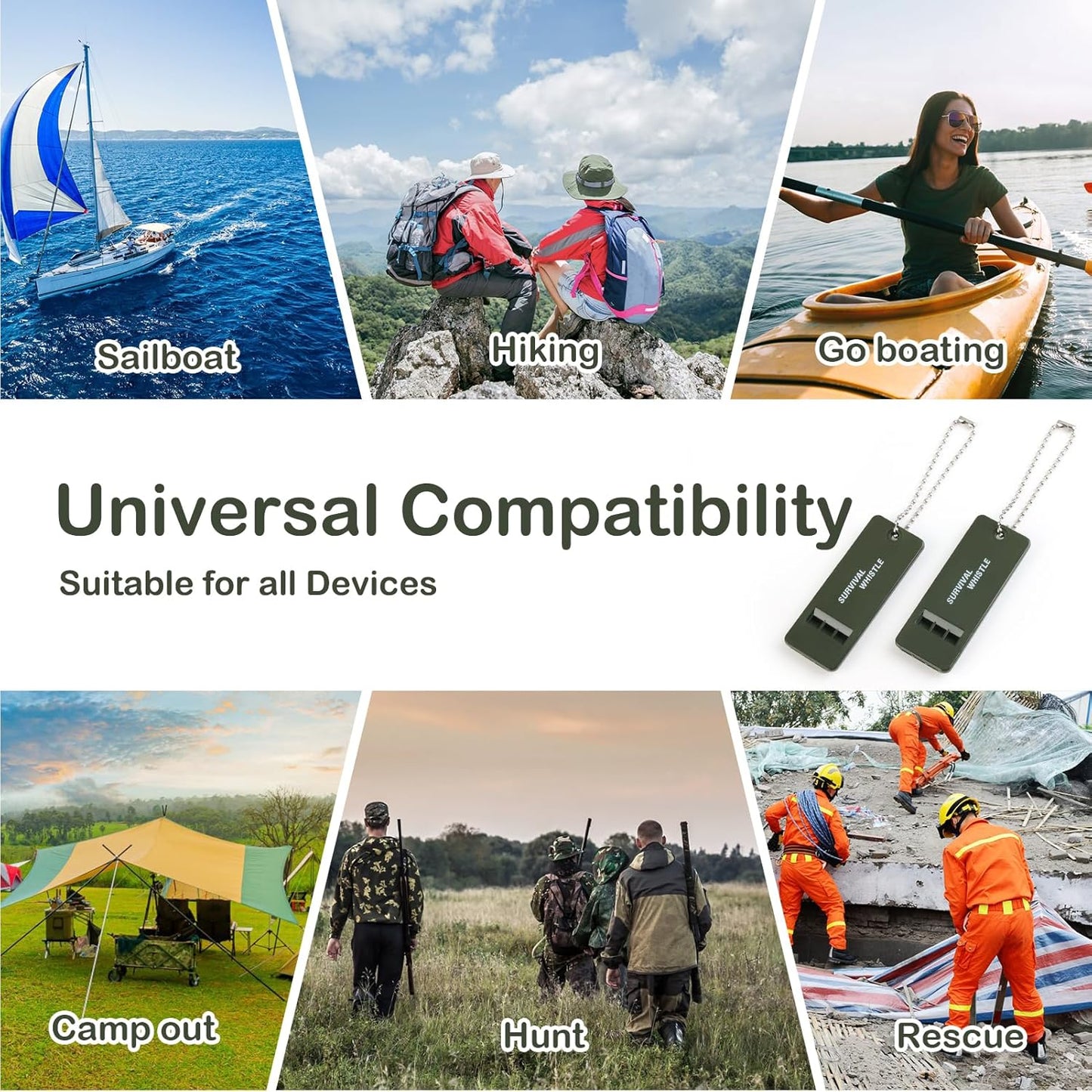 120 dB Emergency Whistles for Teachers, Flat Self Defense Safety Whistle Keychain for Women Outdoor Hiking Dog Signal