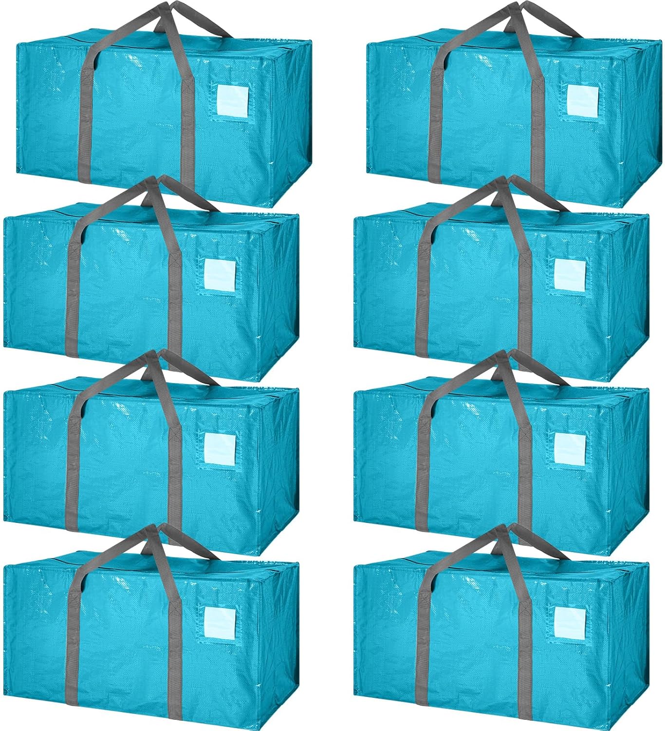 8 Pack Extra Large Moving Bags Heavy Duty Packing Bags with Extra Long Handles and Zippers Storage Totes for College Students Room Dorm Essentials Packing Supplies(Blue)