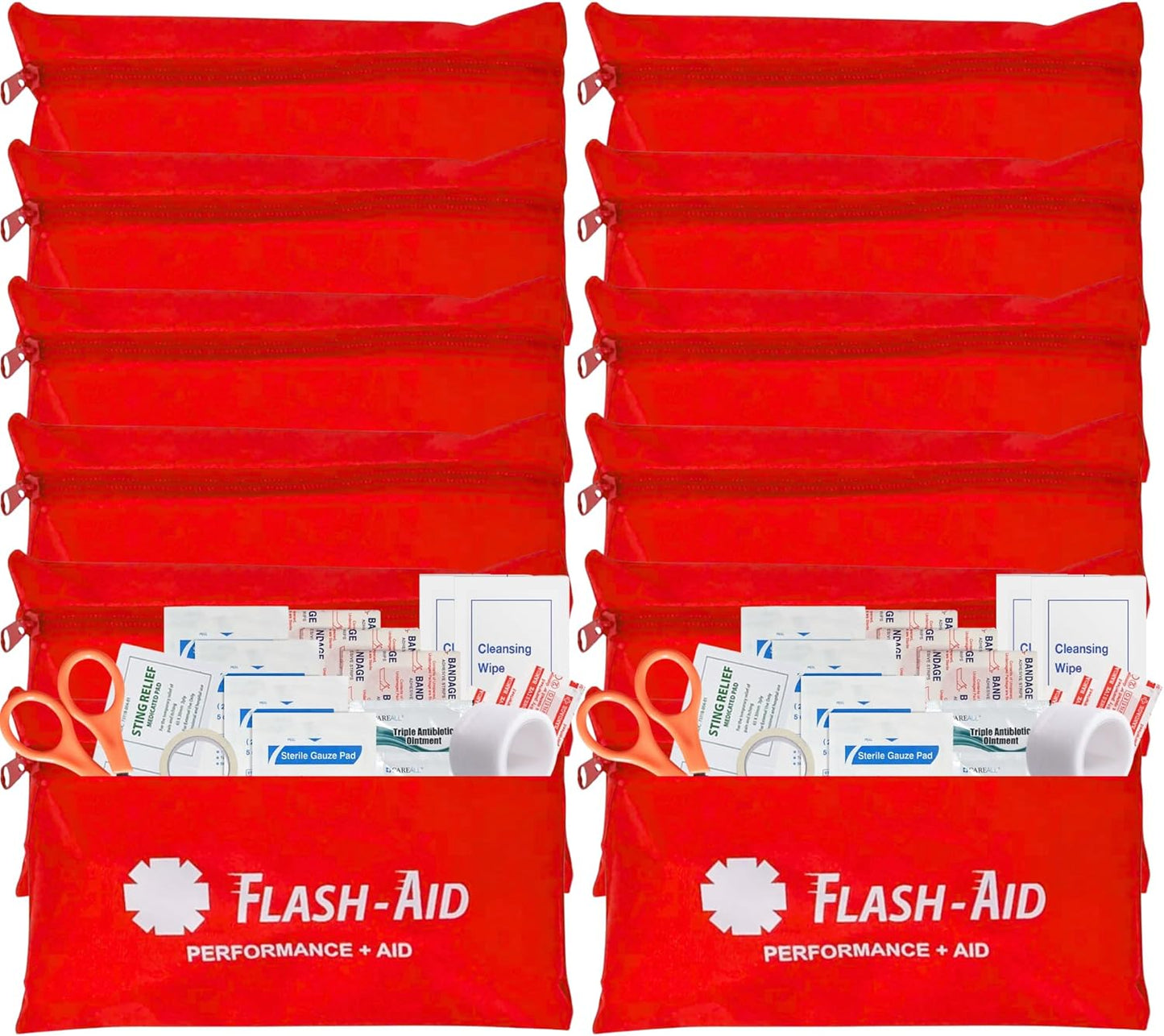 Mini First Aid Kits – 12-Pack Bulk Travel Emergency Kits in Reusable Pouches – Compact First Aid Supplies for Events, Corporate Gifts, Giveaways, Workplaces, Outdoor Use, School & Car Safety