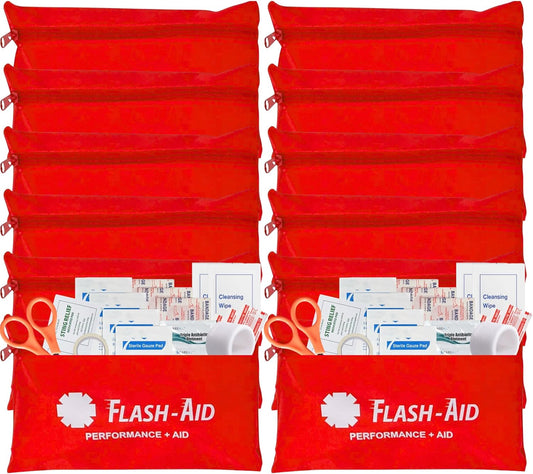 Mini First Aid Kits – 12-Pack Bulk Travel Emergency Kits in Reusable Pouches – Compact First Aid Supplies for Events, Corporate Gifts, Giveaways, Workplaces, Outdoor Use, School & Car Safety