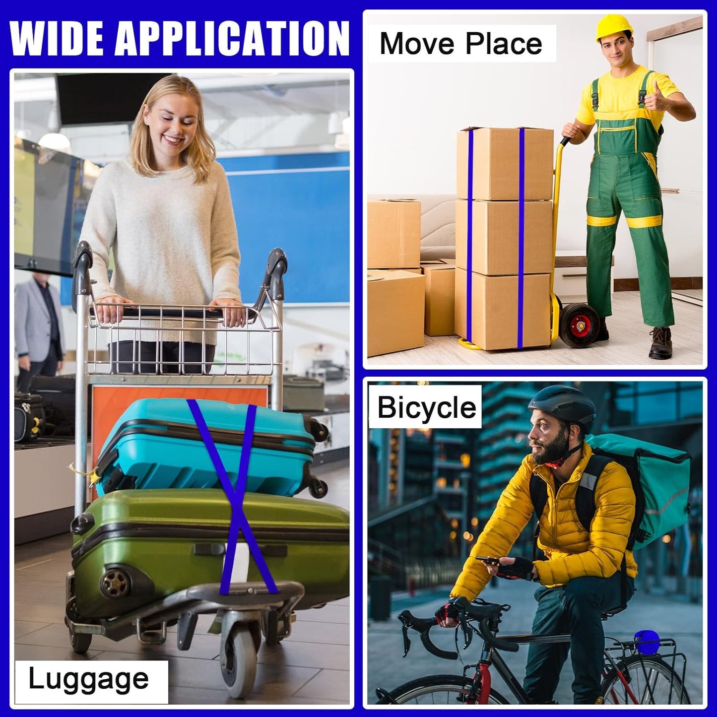 16 Pcs Cambuckle Tie Down Straps 1763lbs Break Strength Securing Straps 1'' x 15 ft Cambuckle Tie Downs with S Hook for Motorcycle, Kayak, Car, Truck, Boat Moving, Securing Cargo(Blue)