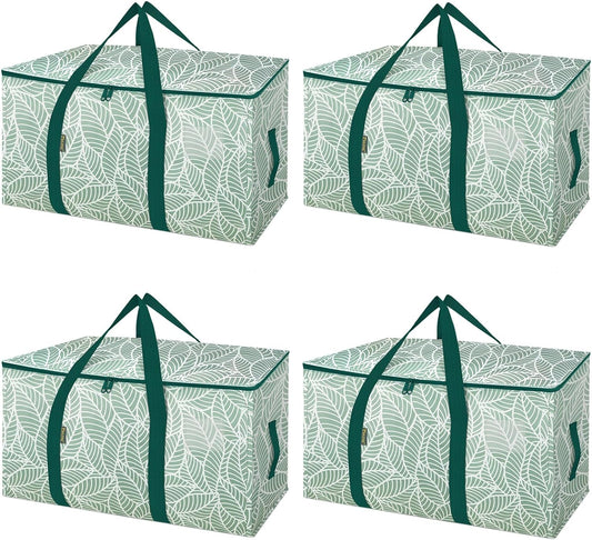 BALEINE 4-Pack Oversized Moving Bags with Reinforced Handles, Heavy-Duty Storage Tote for Clothes, Moving Supplies (Antique Folidage, 4-Pack)