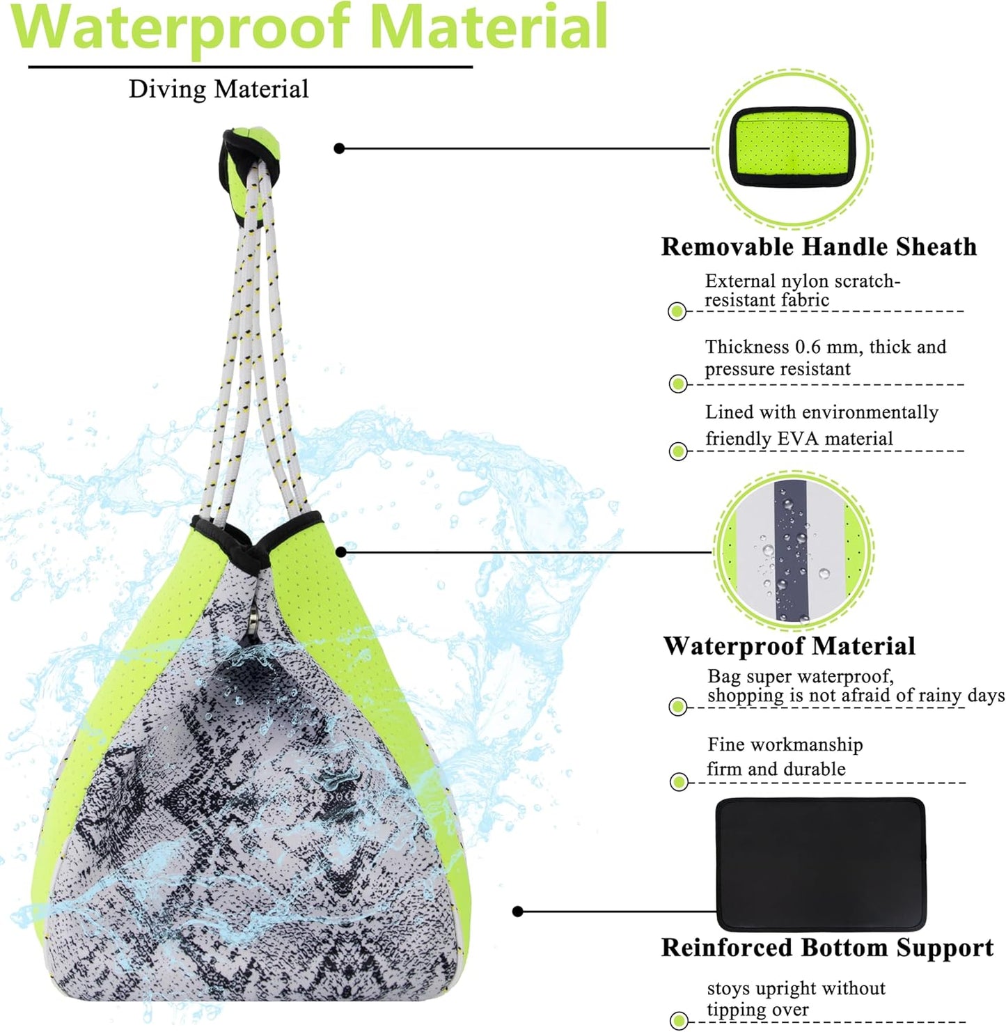 QOGiR Neoprene Multipurpose Beach Bag Tote with Inner Zipper Pocket … … … …