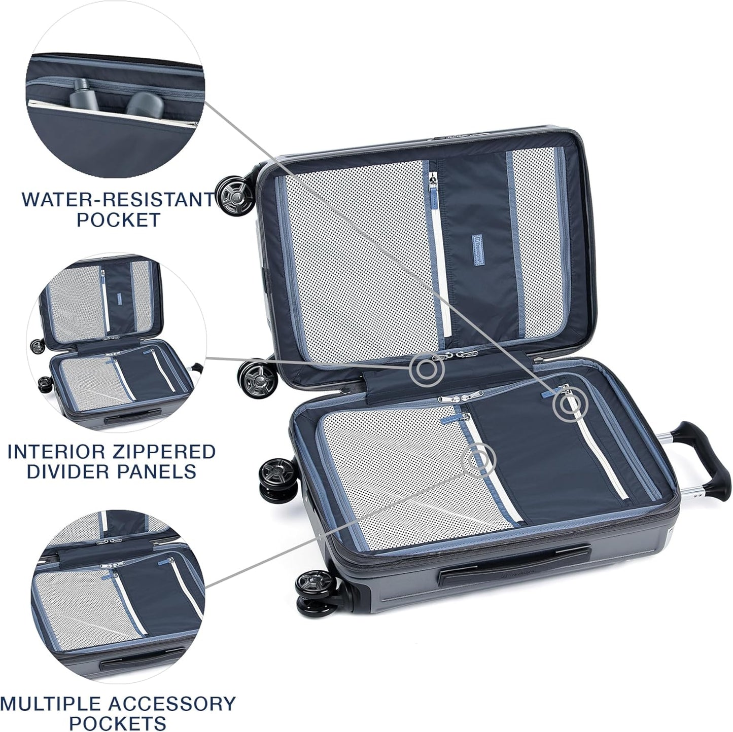 Travelpro Platinum Elite Hardside Expandable Carry on Luggage, 8 Wheel Spinner, TSA Lock, Hard Shell Polycarbonate Suitcase, Vintage Grey, Compact Carry on 20-Inch