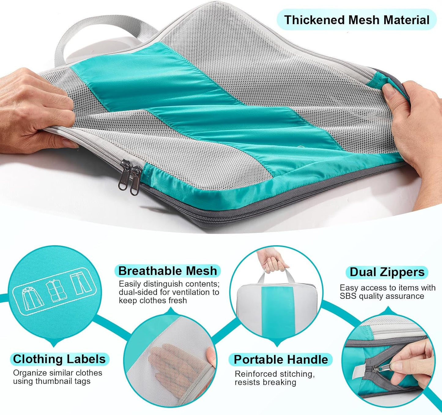 10 Set Compression Packing Cubes for Travel Essentials,Compressible Expandable Packing Cubes for Suitcase,OlarHike Luggage Organizer Bags for Travel,Handy Helper for Organizing Clothes(Blue Green)