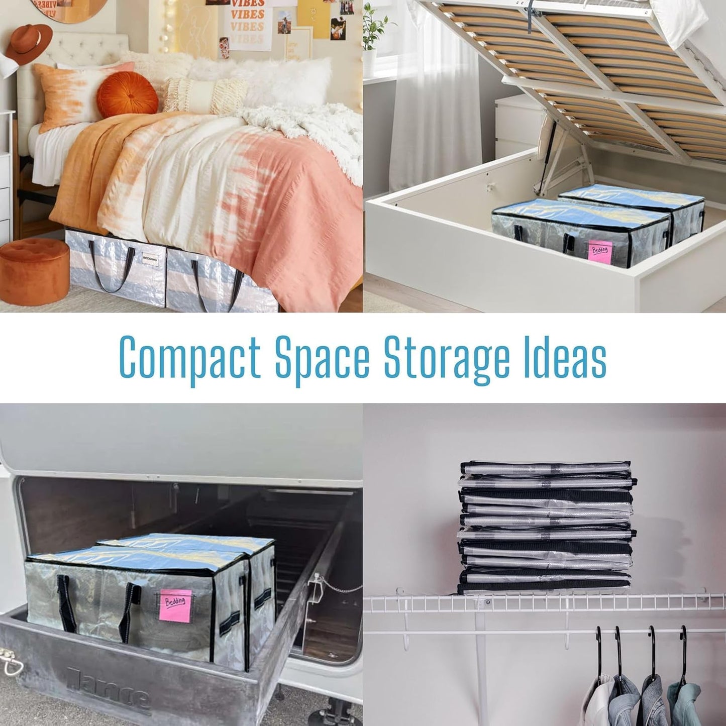 VENO 10 Pack Moving Bags, Comforter and Blanket Storage Bags for Closet, Moving Boxes, Boxes with Lids Alternative, College Dorm Packing Supplies, Foldable Heavy-Duty Tote (Clear, 10 Pack)