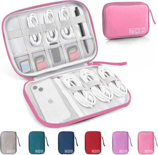 Travel Cable Organizer Bag, Electronics Organizer Tech Pouch with Double Layers for Cords, Chargers, Phone, Earphones, USBs, SD Cards - Travel Essentials Portable Waterproof Tech Pouch