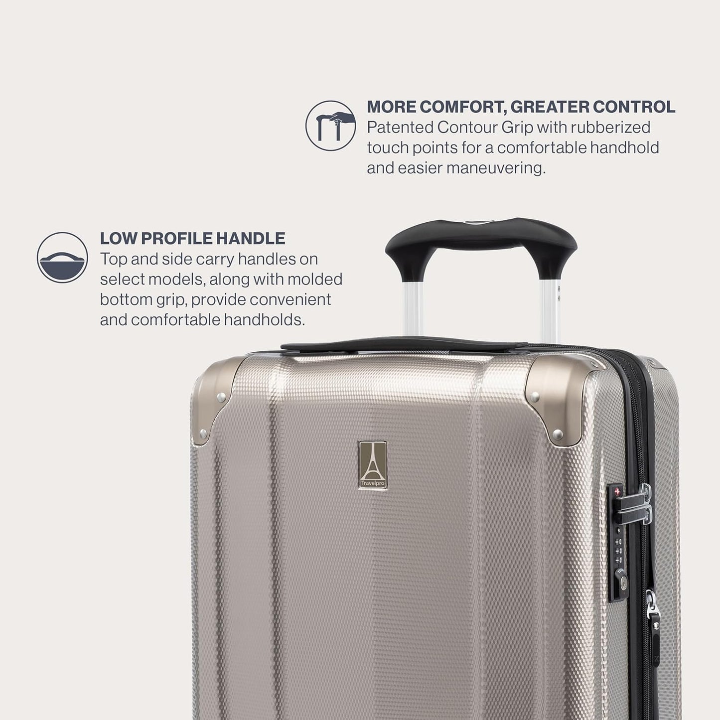 Travelpro Pathways 3 Hardside Expandable Luggage, 8 Spinner Wheels, Lightweight Hard Shell Suitcase, Checked Medium 25 Inch, Champagne