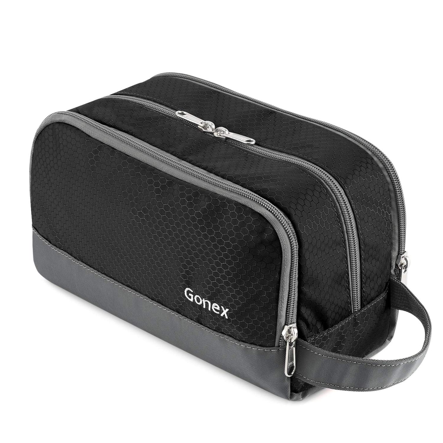 Gonex Travel Toiletry Bag Nylon, Dopp Kit Shaving Bag Toiletry Organizer Black