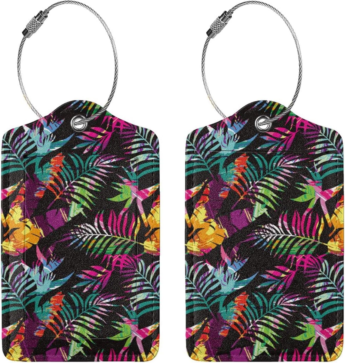 2 Packs Colorful Palms Crew Luggage Tag for Adult Kids, Tropical Flavour Suitcase Tag Labels Leather Travel Baggage Identifiers Tags