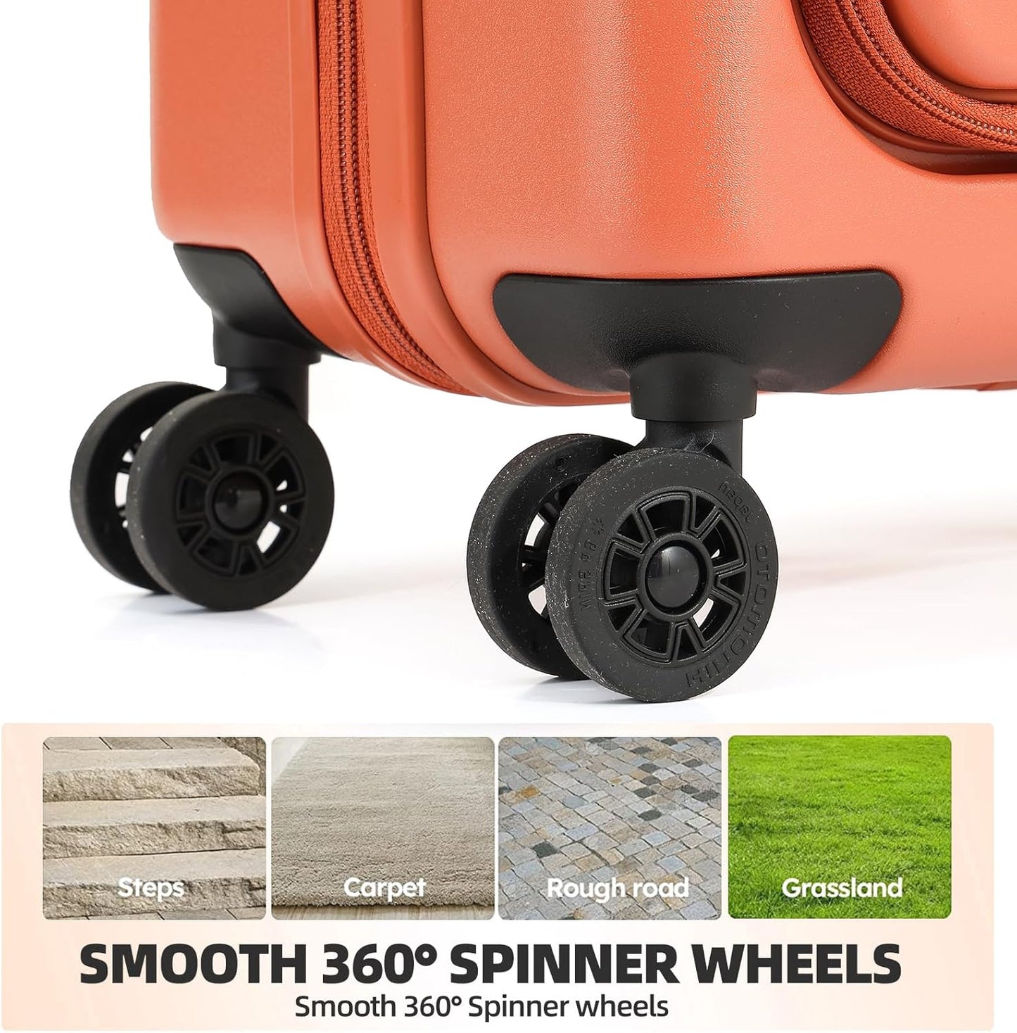 29 Inch Luggage, Top Opening Airline Approved ABS+PC Hard Shell Suitcases with Silent Wheels, TSA Lock,Front Pocket and Wet-dry Separated Six-piece Set (AD Orange, 29 Inch)