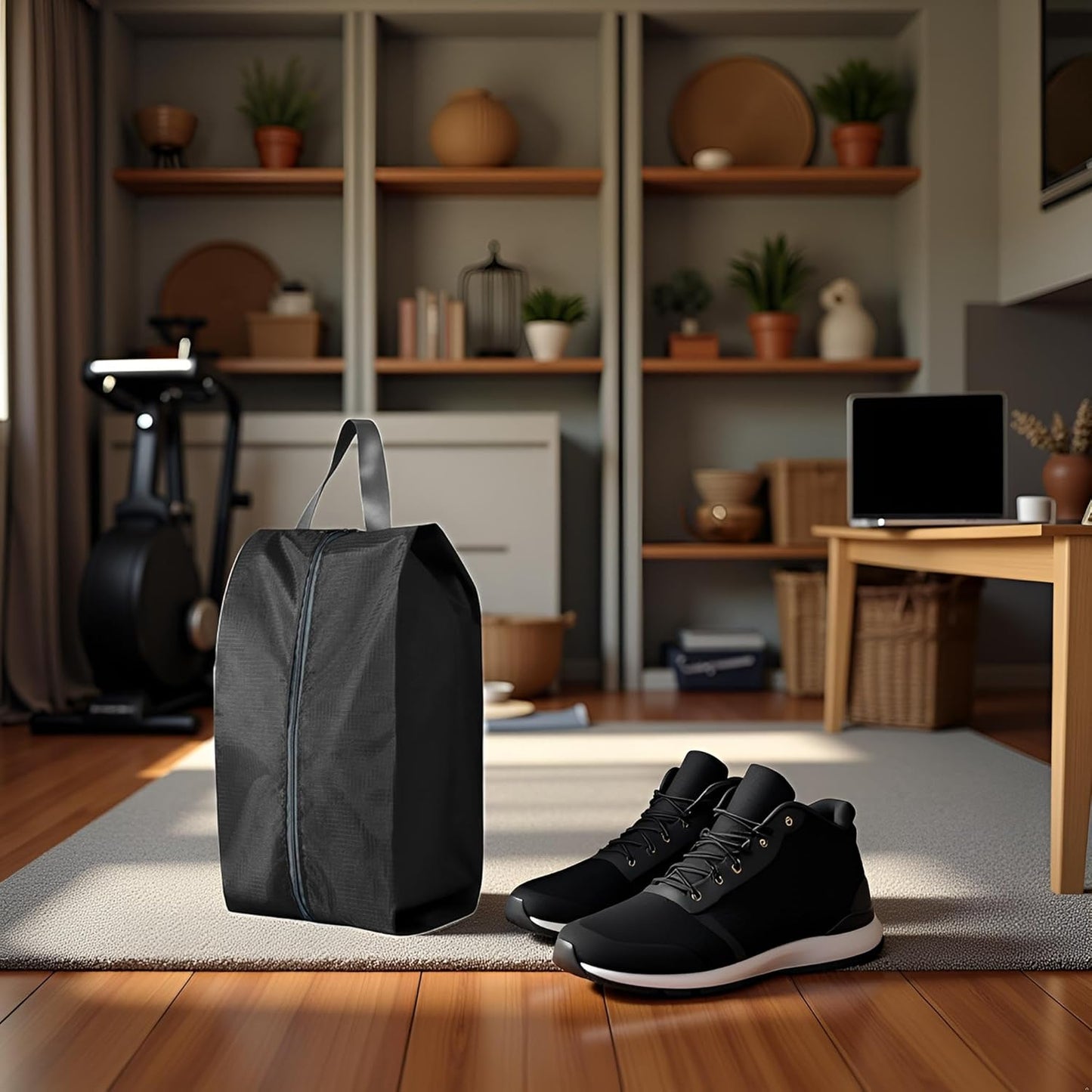 Travel Shoe Bags, Set of 12, Large Oxford Fabric Storage Bags with Zipper and Handle, Water-Resistant Pouches (Black, Gray, Green, Red, Cream, Blue)