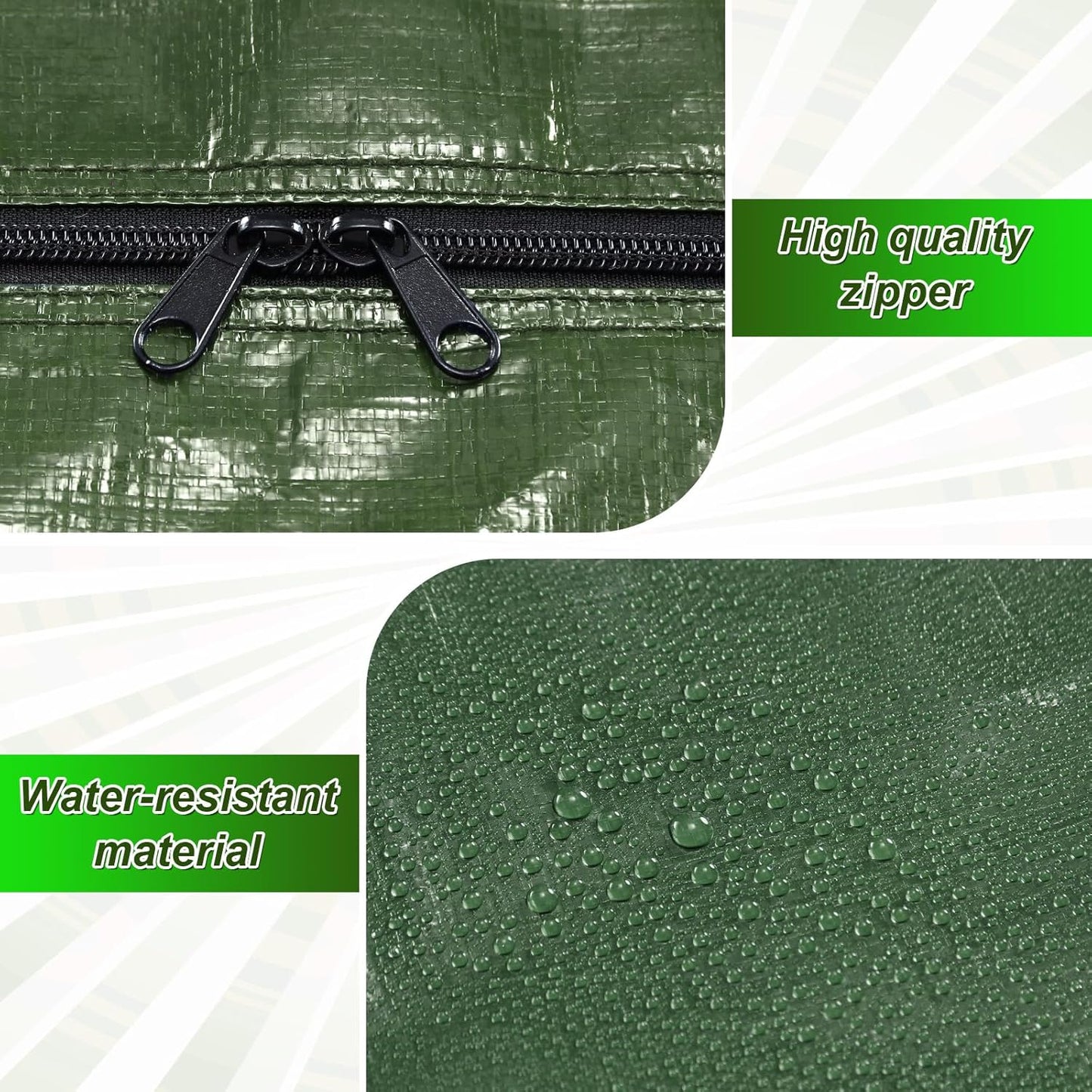 4 Pcs 66 Gallon Large Moving Bags with Zipper and Handles Foldable Storage Duffle Bags Heavy Duty Extra Large Totes for College Dorm Travel Clothes Blankets Bedding Moving (Green)