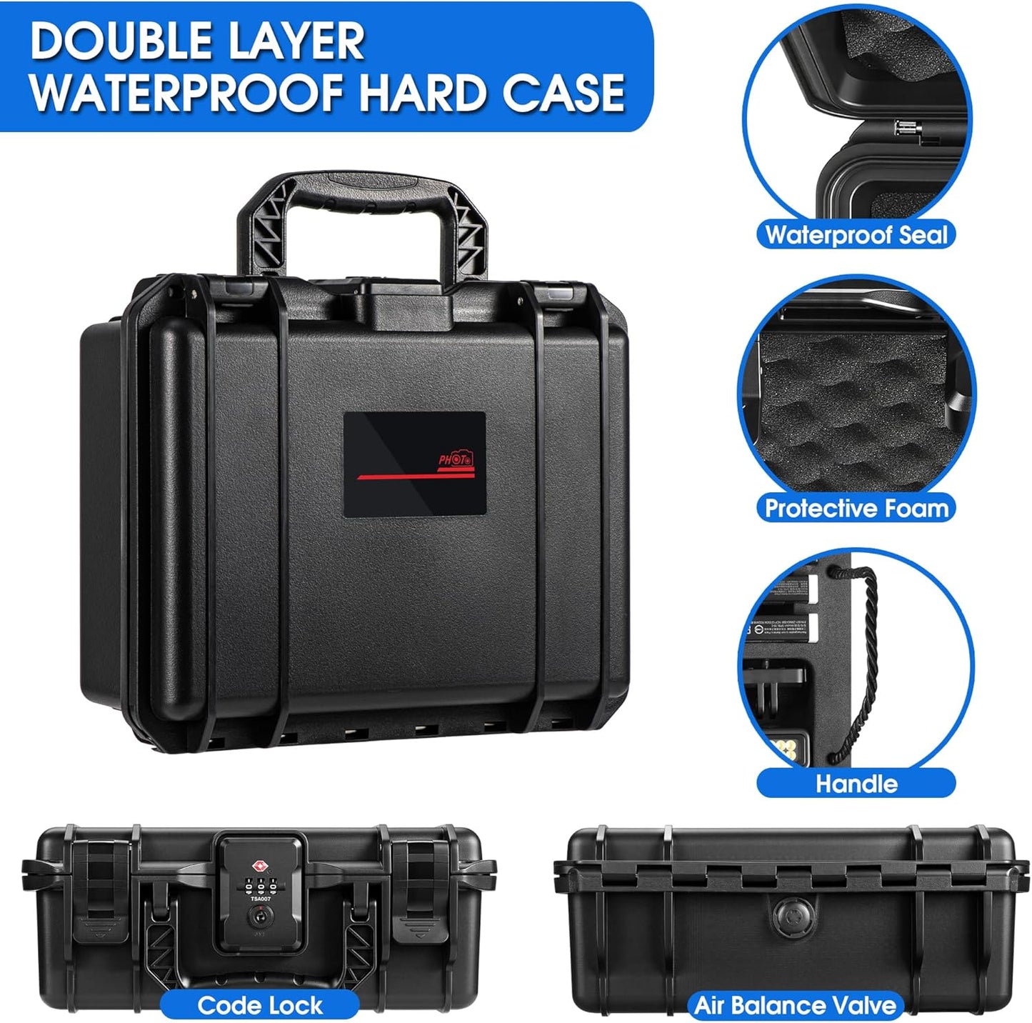 Case Organizer for GoPro Hero 13, Lockable TSA Dual Layer Waterproof Hard Carrying Case for GoPro Hero 12/11/10/9/8/Media Mod/Volta/Creator Edition/Action Camera and Other Accessories