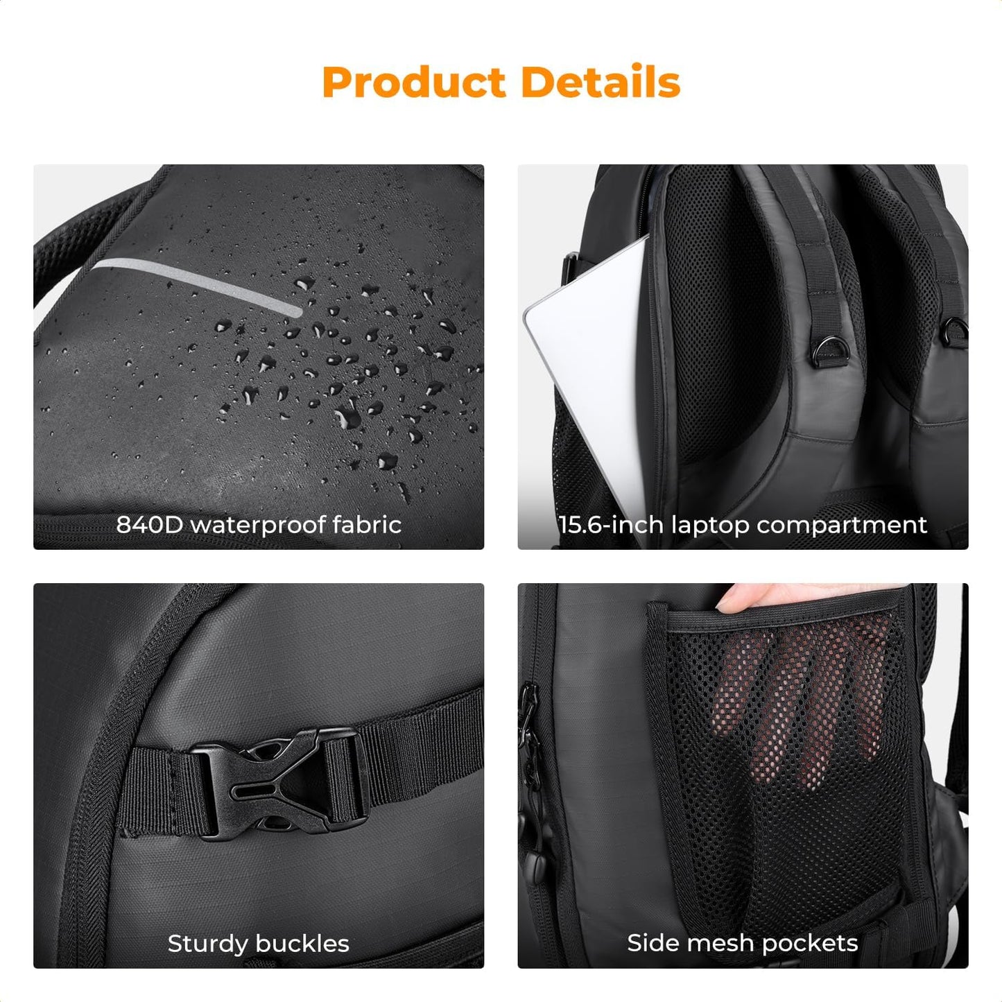 K&F Concept Camera Backpack,25L Large Capacity Camera Bag for Photographers with Raincover and 15.6 Inch Laptop Compartment Compatible for Canon/Nikon/Sony/DJI Mavic Drone